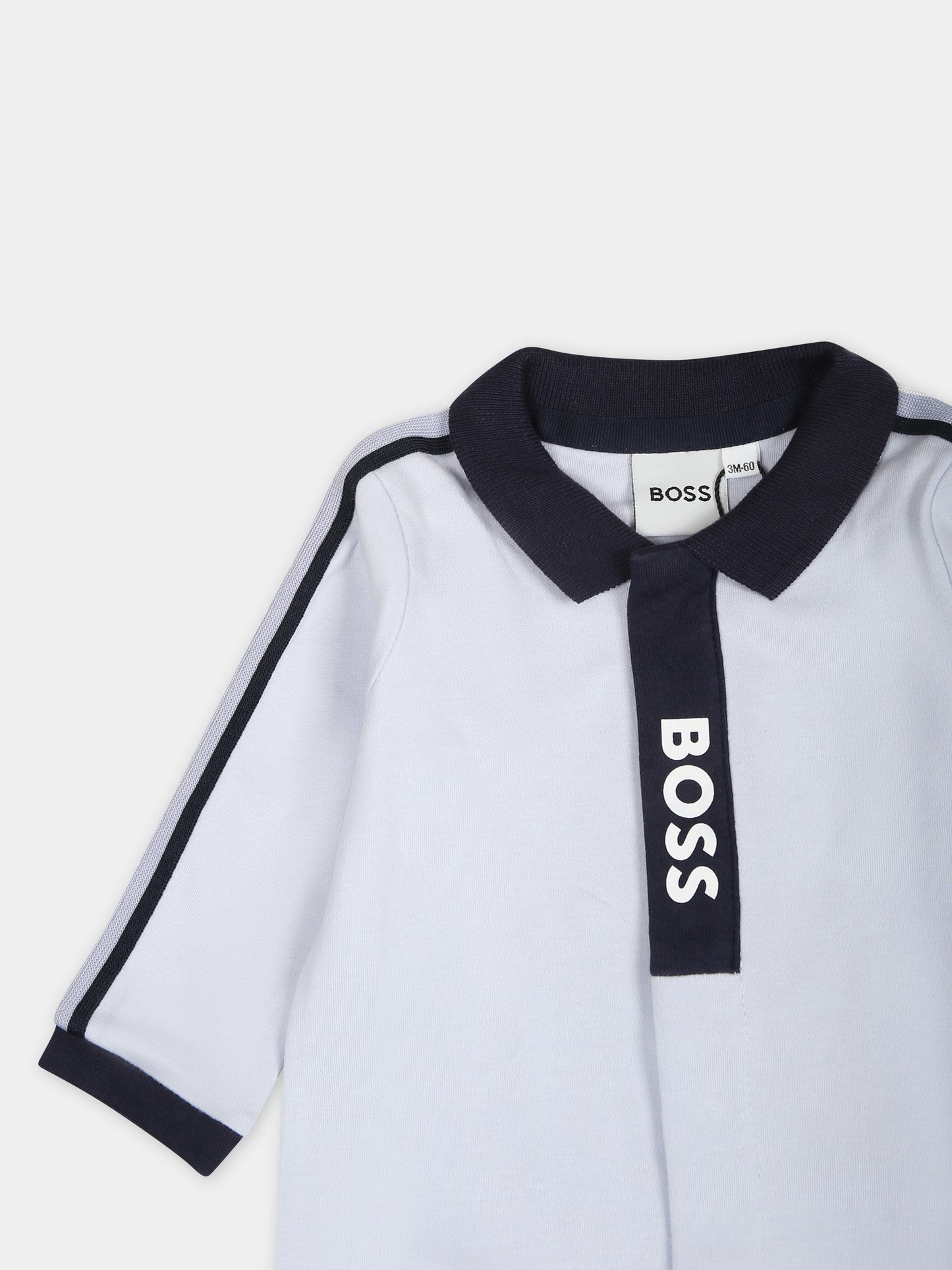 Tutina celeste per neonato con logo,Boss,J50782 771