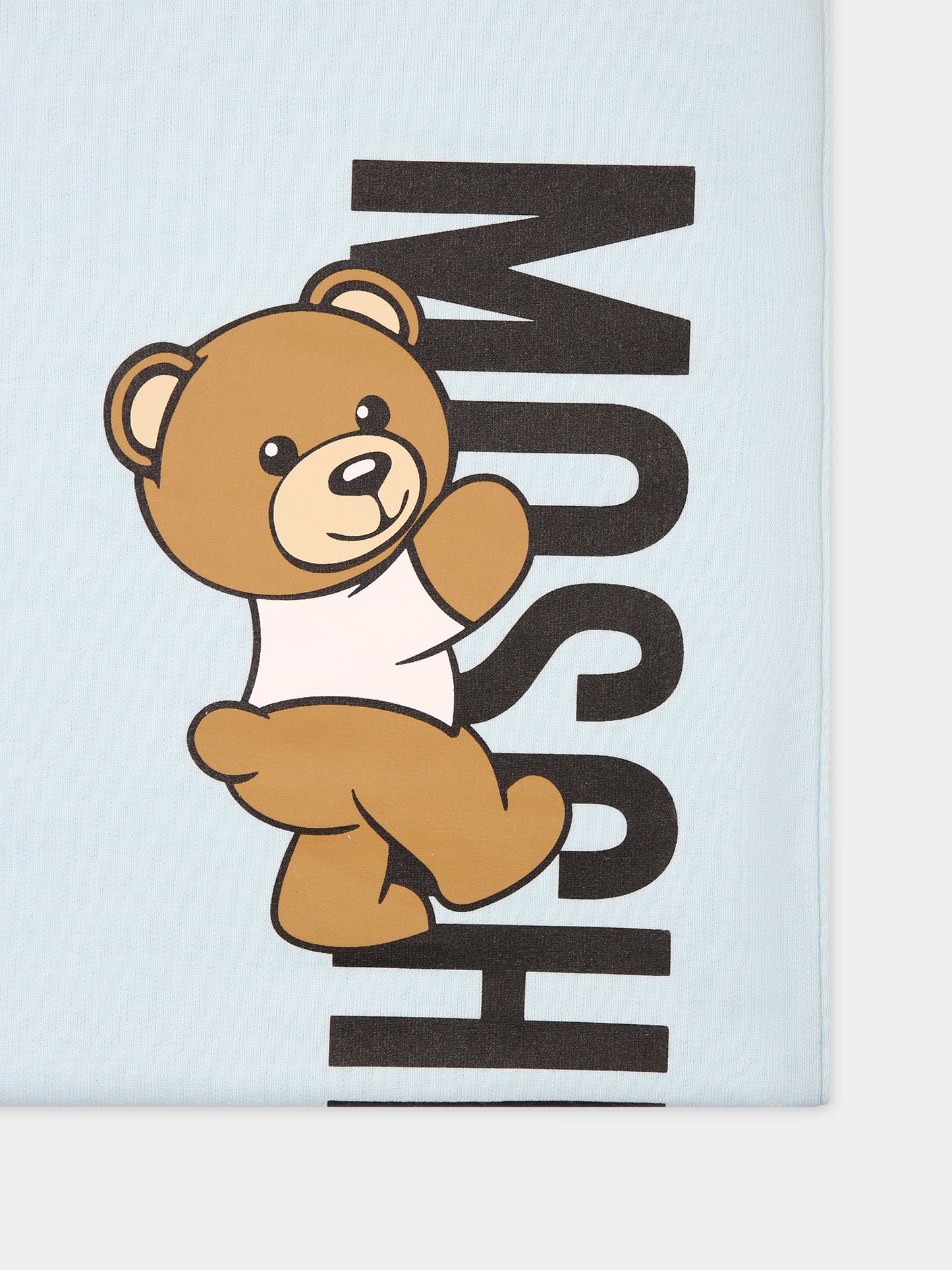 Coperta celeste per neonato con Teddy Bear e logo,Moschino Kids,M8B005 LCA30 40304