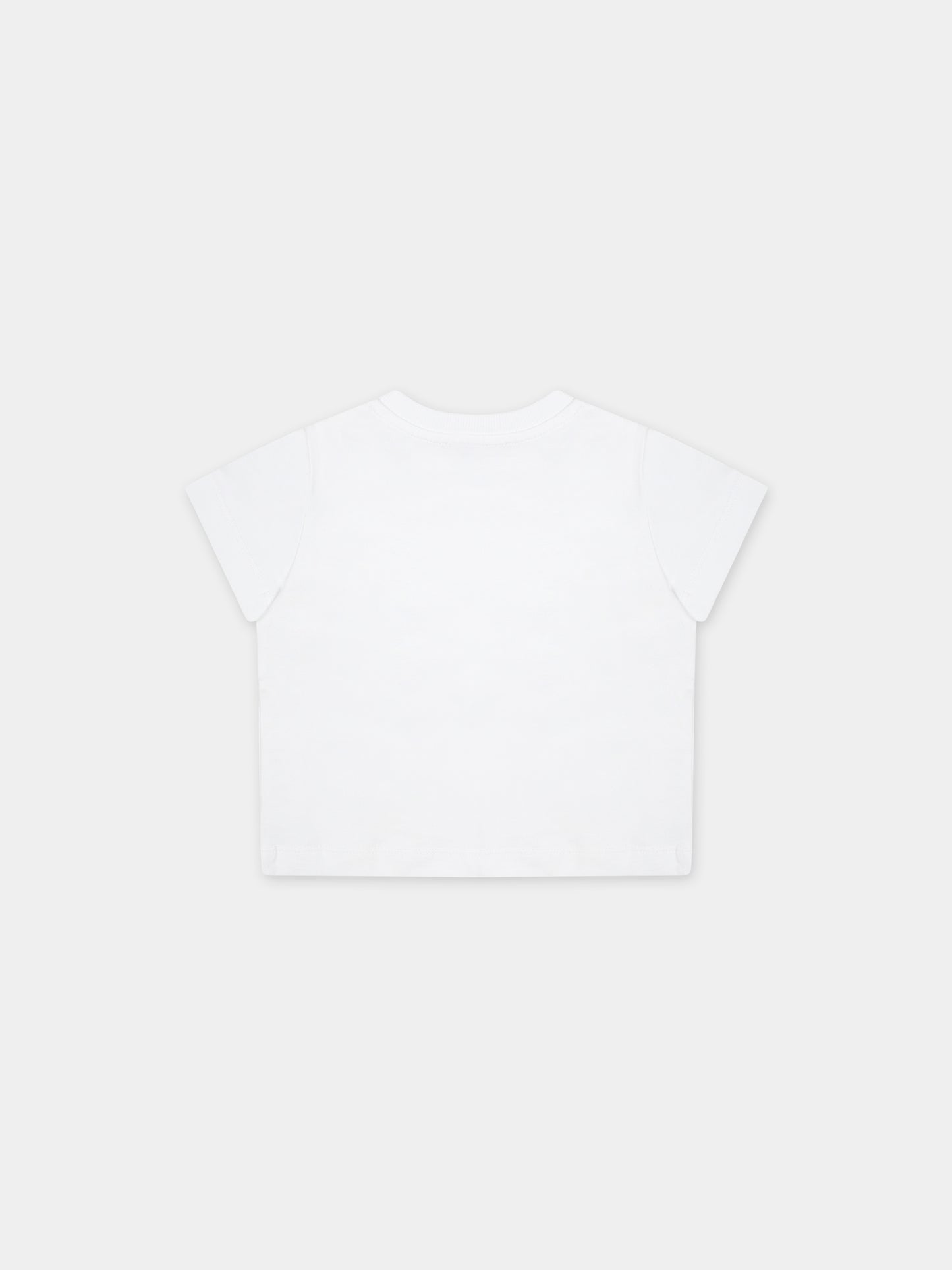 T-shirt bianca per neonati con logo,Moschino Kids,MUM03U LAA23 10101