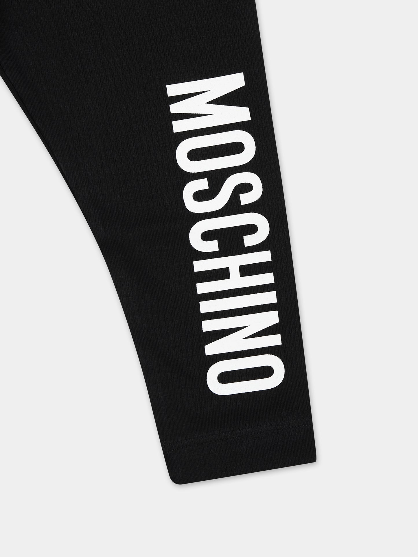 Leggings nero per neonata con logo,Moschino Kids,MAP032 LBA00 60100