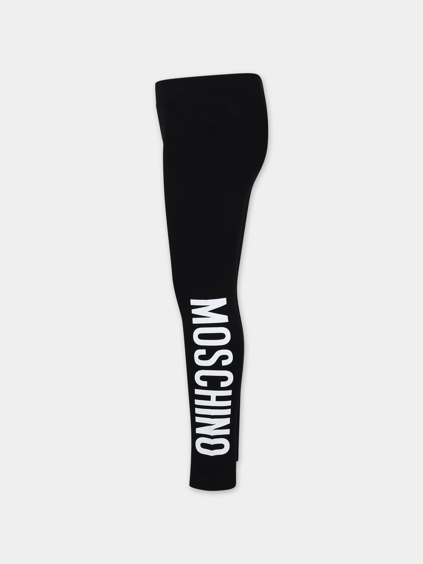 Leggings nero per bambina con logo,Moschino Kids,HEP04X LBA00 60100