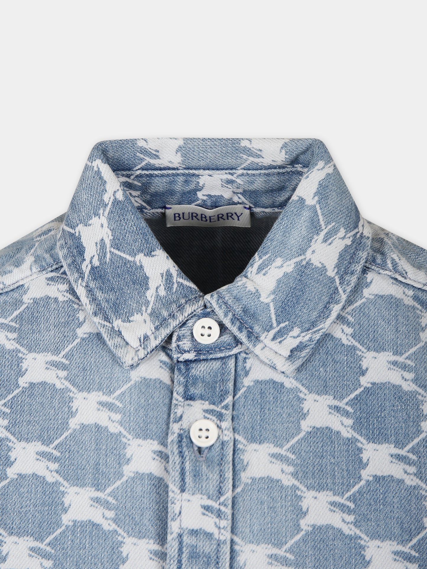 Camicia in denim per bambino con iconico logo all-over,Burberry Kids,8073013 A1141