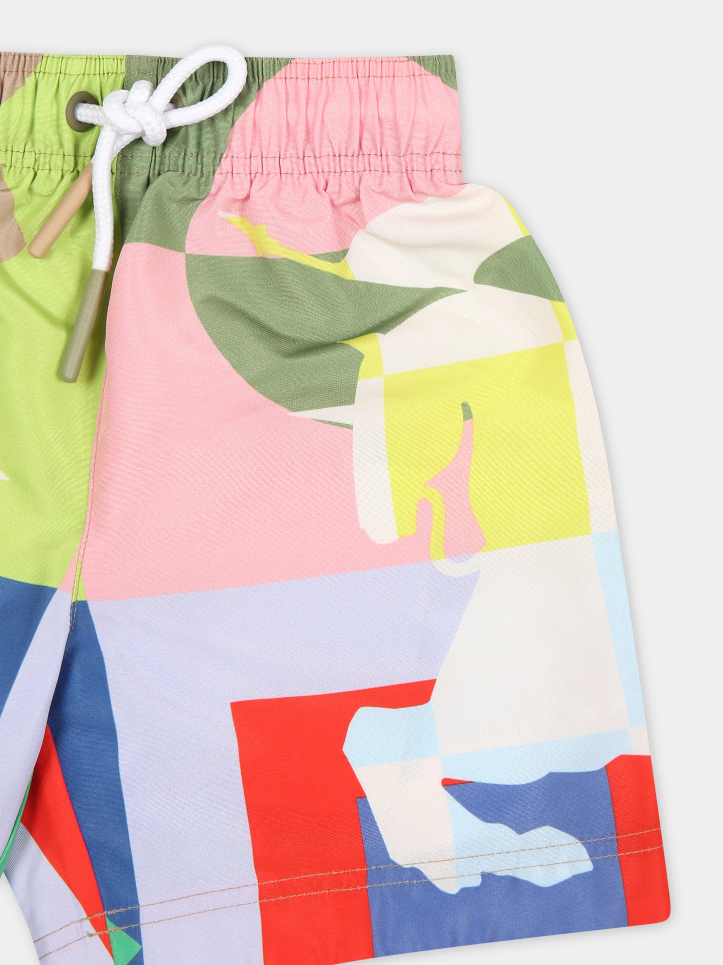 Shorts sportivo multicolor per neonato con cavaliere equestre,Burberry Kids,8081981 A5127