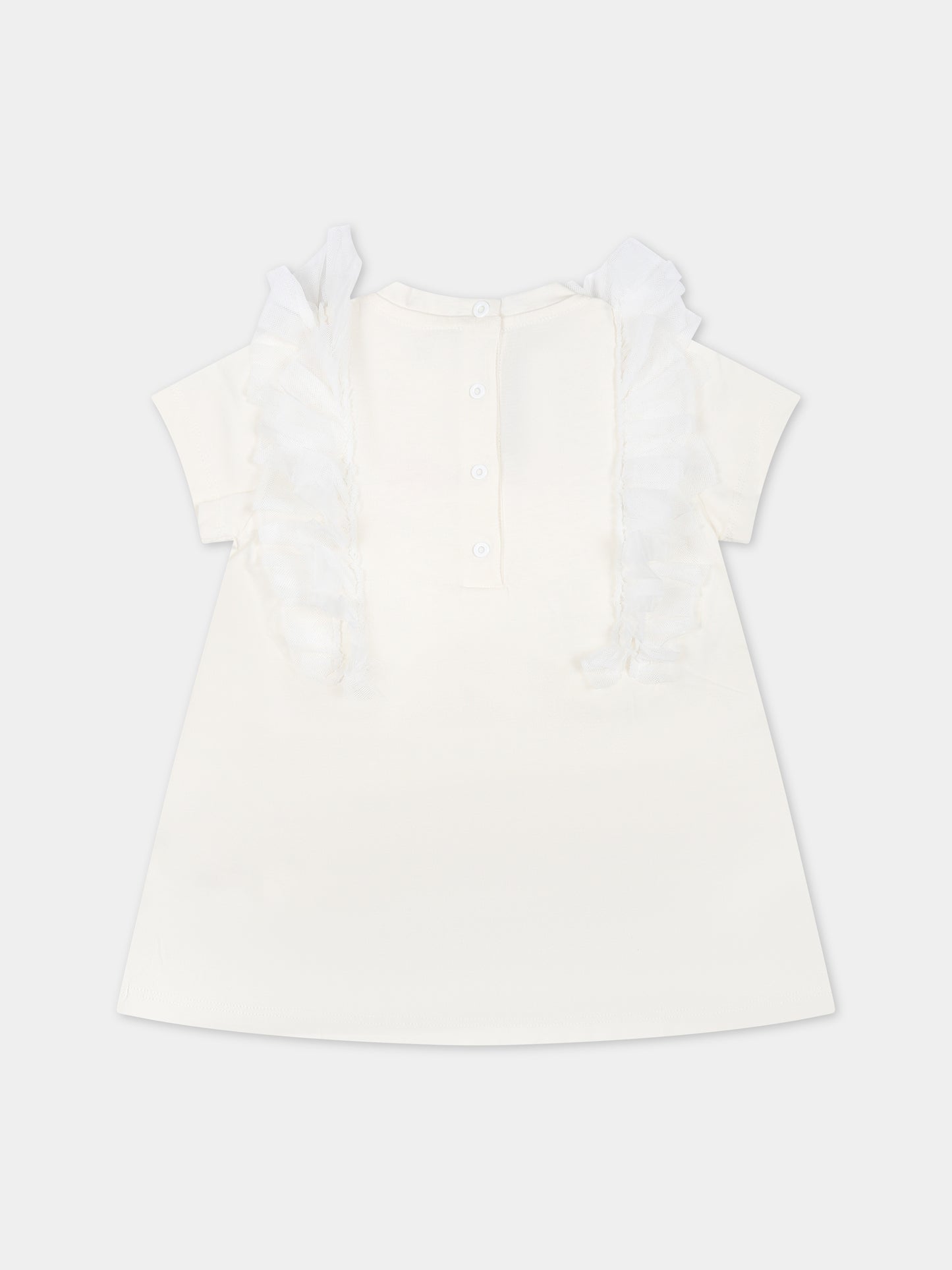 Vestito avorio per neonata con logo,Balmain Kids,BS1081 Z0082 102RS