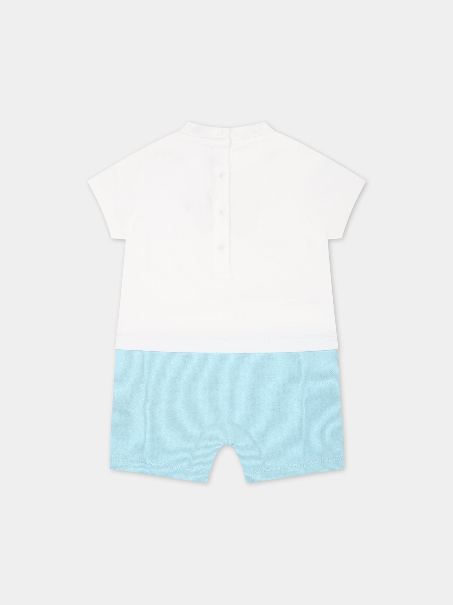 Pagliaccetto celeste per neonati con logo,Balmain Kids,BSA521 Z0001 100CE