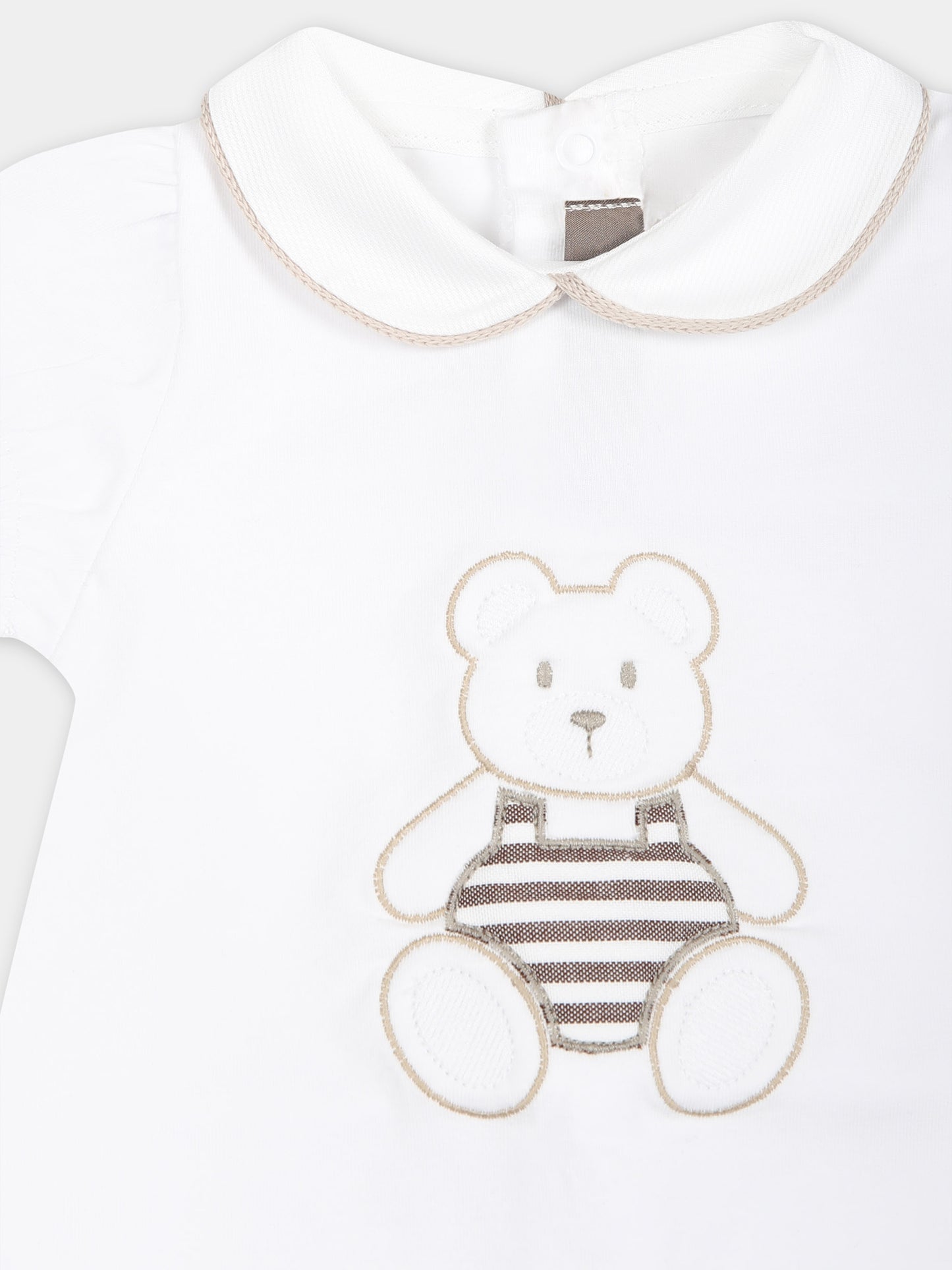 Pagliaccetto bianco per neonati con orso,Little Bear,8056 BIANCO/CORDA