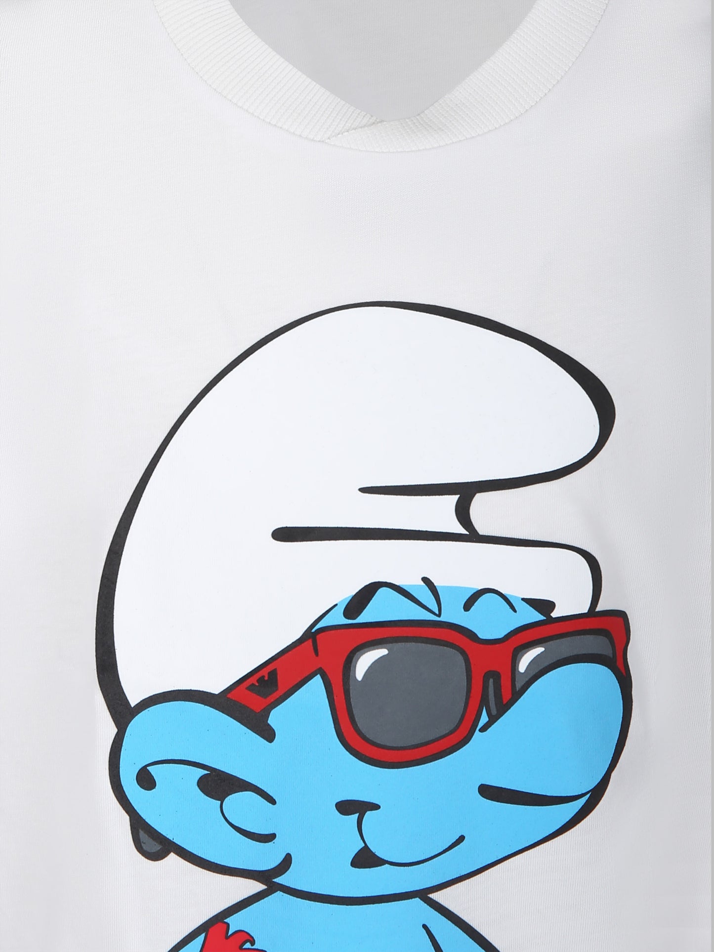 T-shirt bianca per bambino con stampa Puffo,Armani Junior,3D4TJN 3J52Z 0156