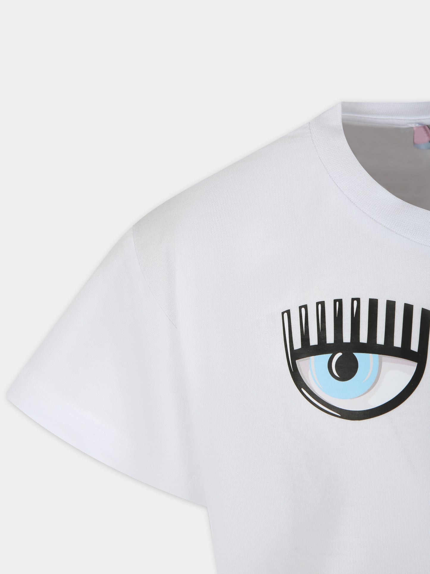 T-shirt bianca per bambina con eye flirting e cuore,Chiara Ferragni Collection,59C613 3021 0099