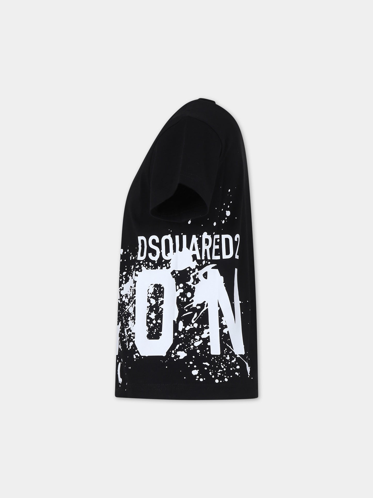 T-shirt nera per bambino con logo,Dsquared2,DQ2419 D00MM D2T1067U DQ900