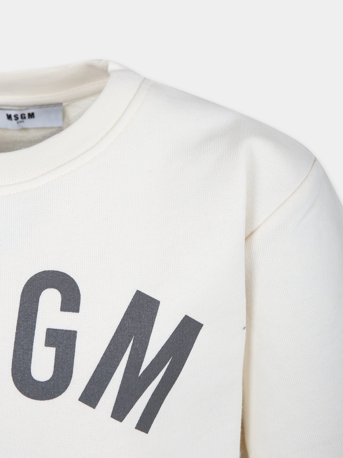 Felpa avorio per bambino con logo,Msgm Kids,S4MSJBSW263 013