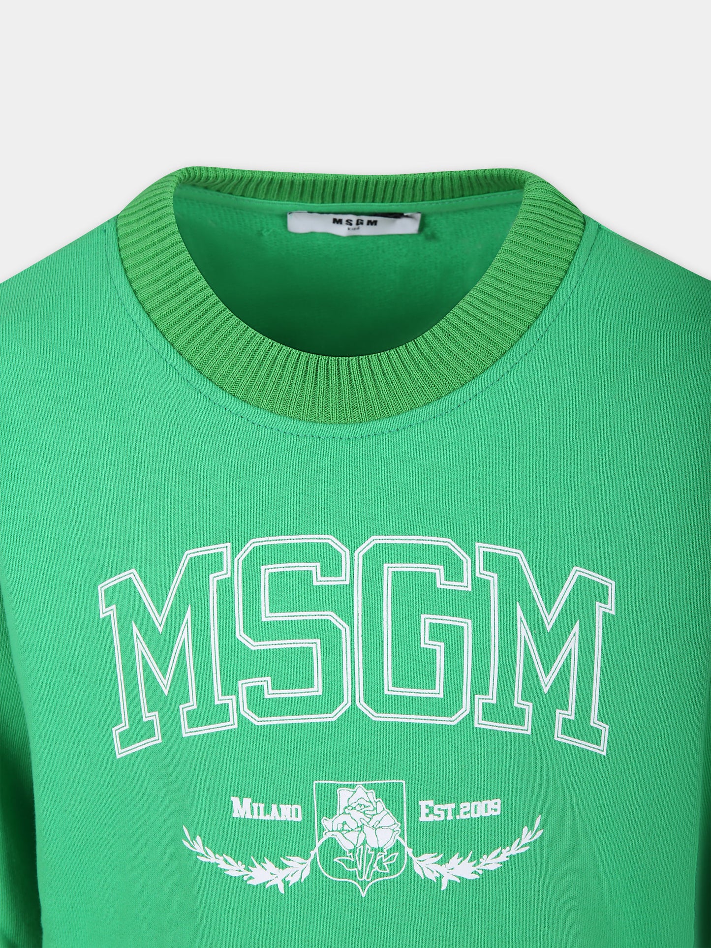 Felpa verde per bambino con logo,Msgm Kids,S4MSJBSW276 080