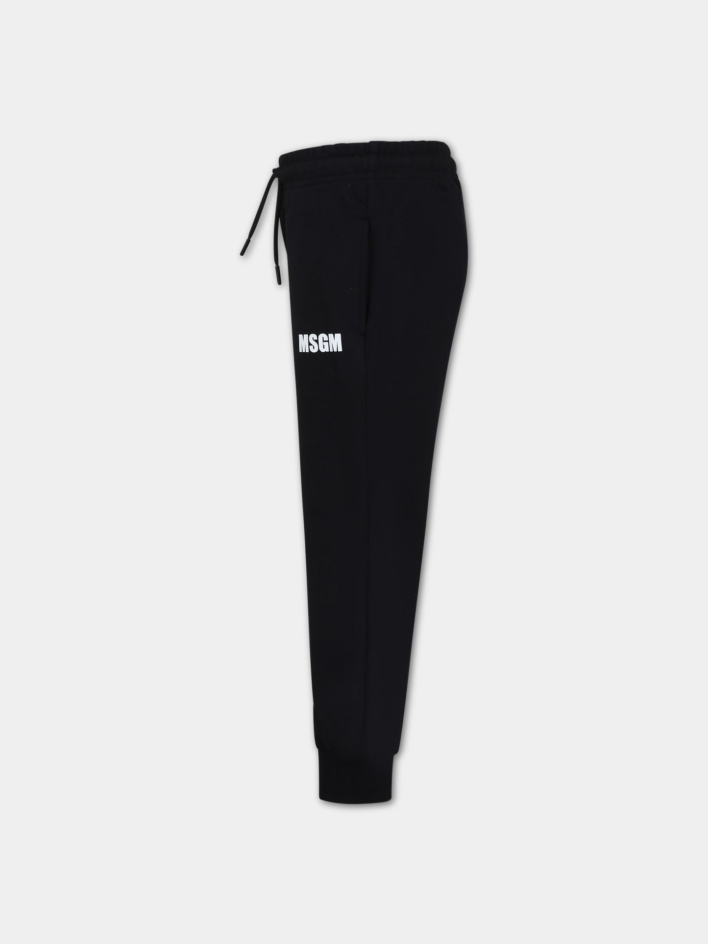 Pantaloni neri per bambini con logo,Msgm Kids,S4MSJUFP130 110