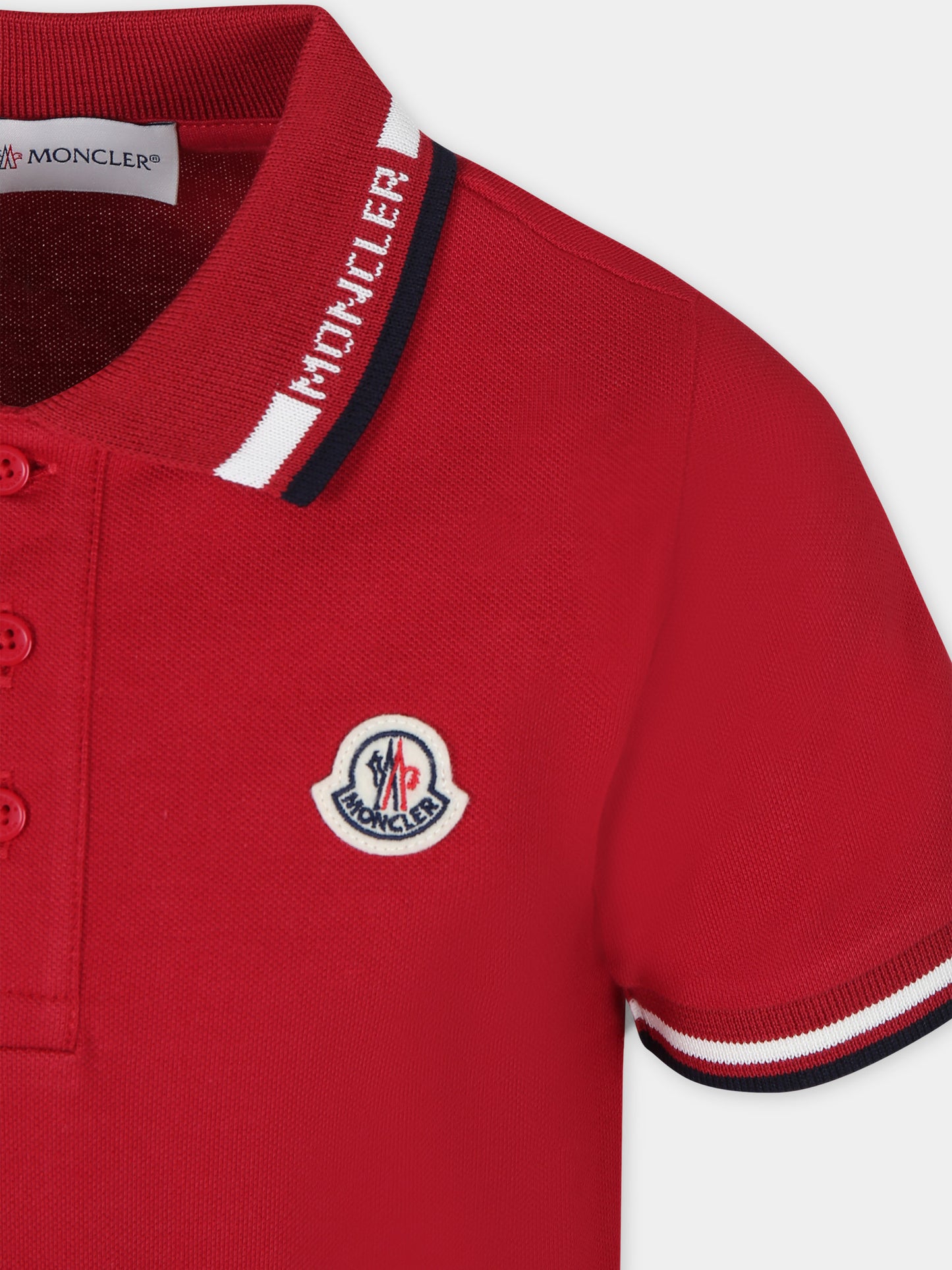 Polo rossa per bambino con logo,Moncler Kids,954 8A00012 8496W 456