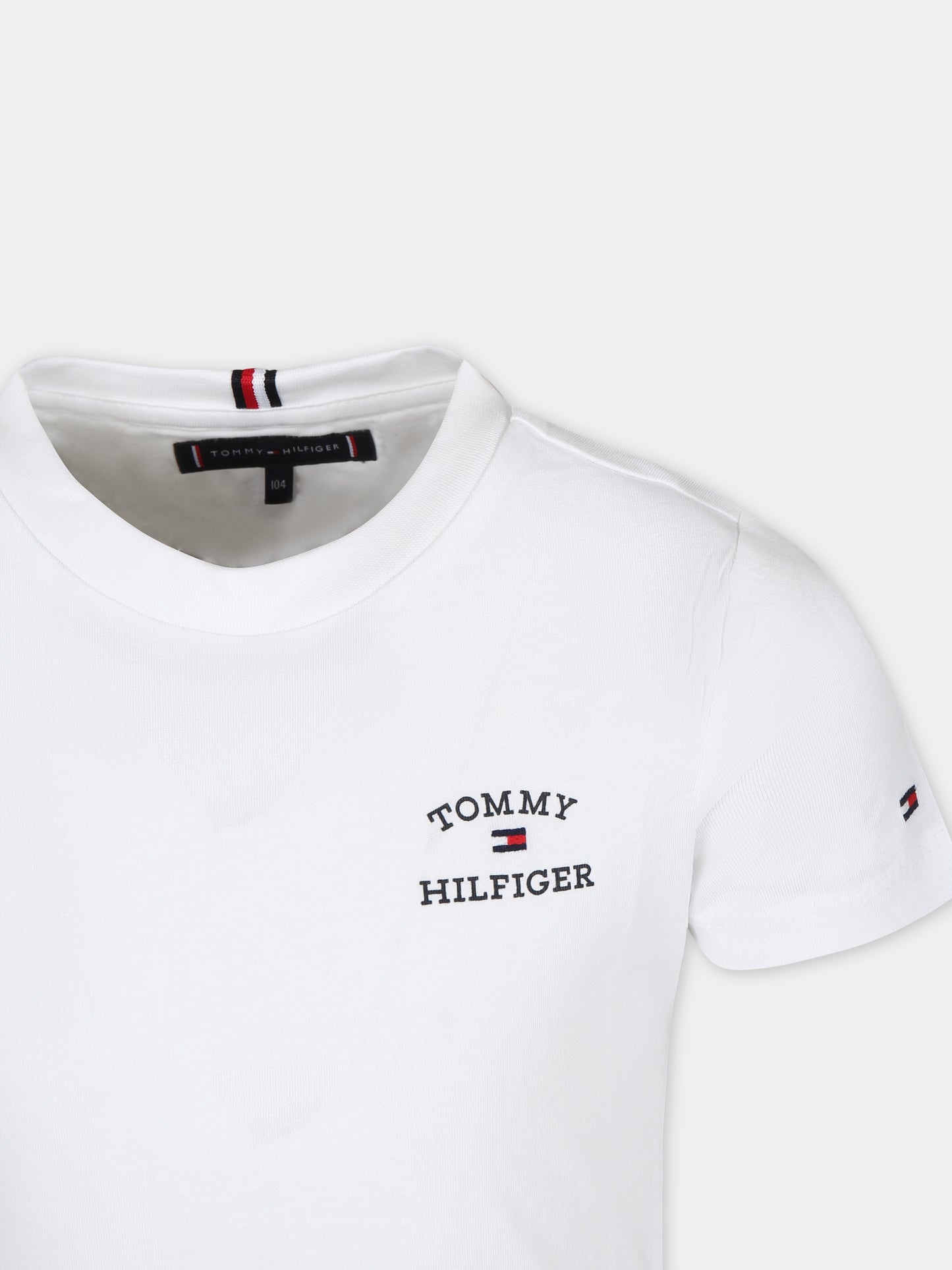 T-shirt bianca per bambino con logo,Tommy Hilfiger Junior,24SMTHKB0KB08807 YBR
