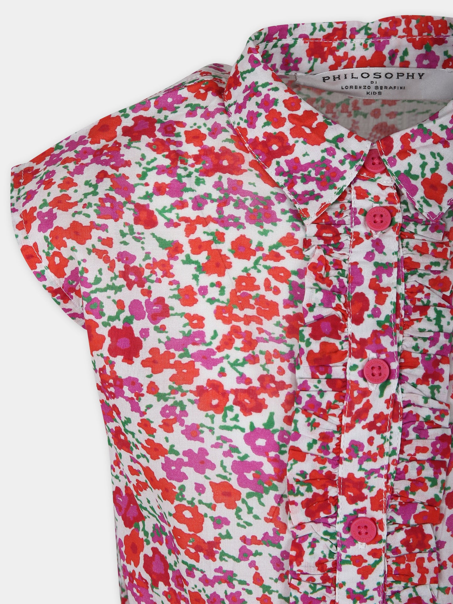 Top bianco per bambina con stampa fiori,Philosophy,PFCA018 C CF018 D999