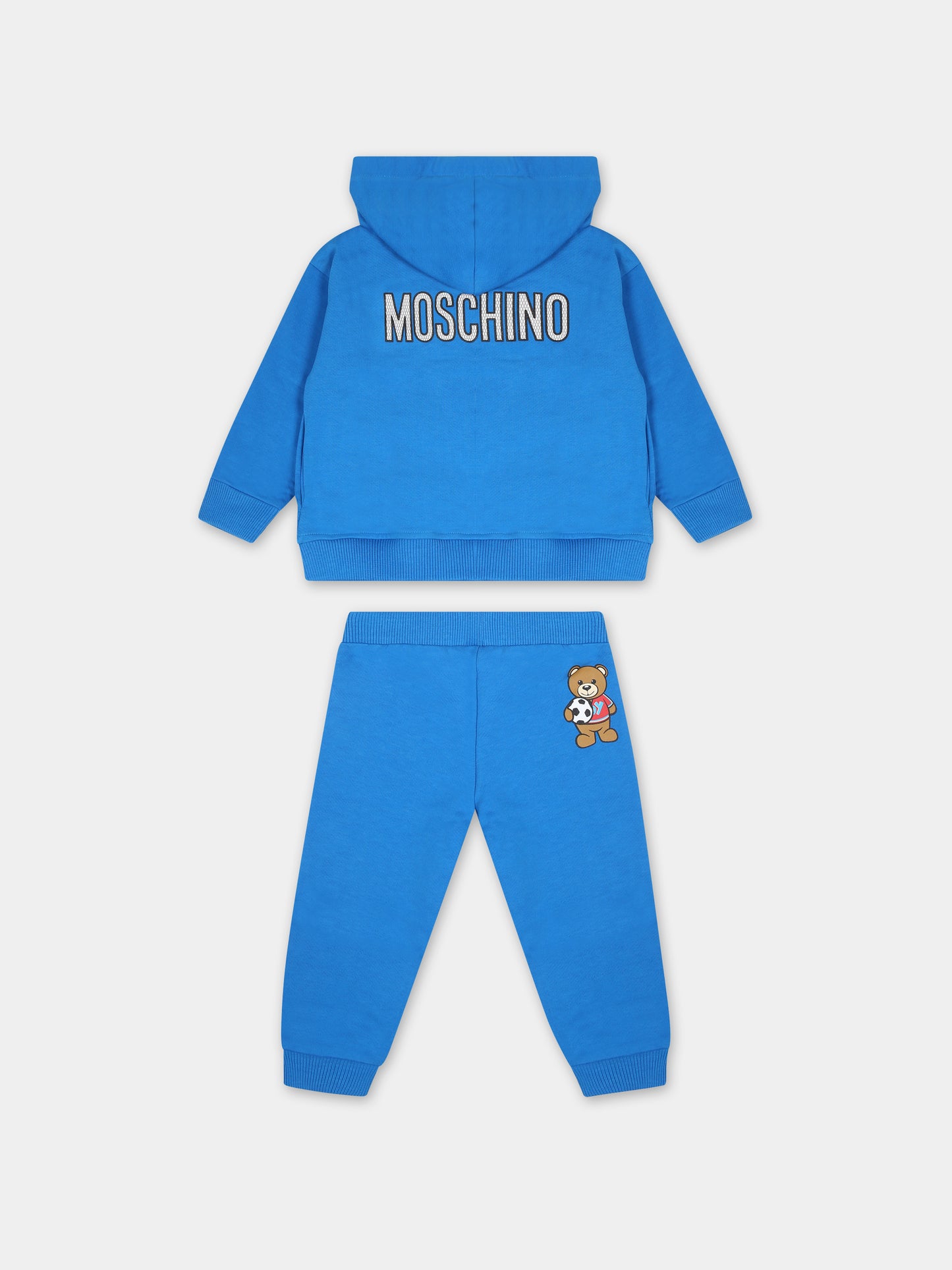 Completo blu per neonato con Teddy Bear,Moschino Kids,MUK04A LCA53 40515