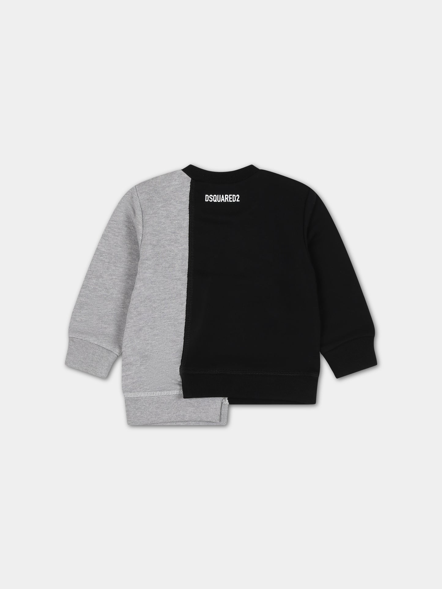 Felpa asimmetrica nera per neonati con logo,Dsquared2,DQ1600 D003G DQ900