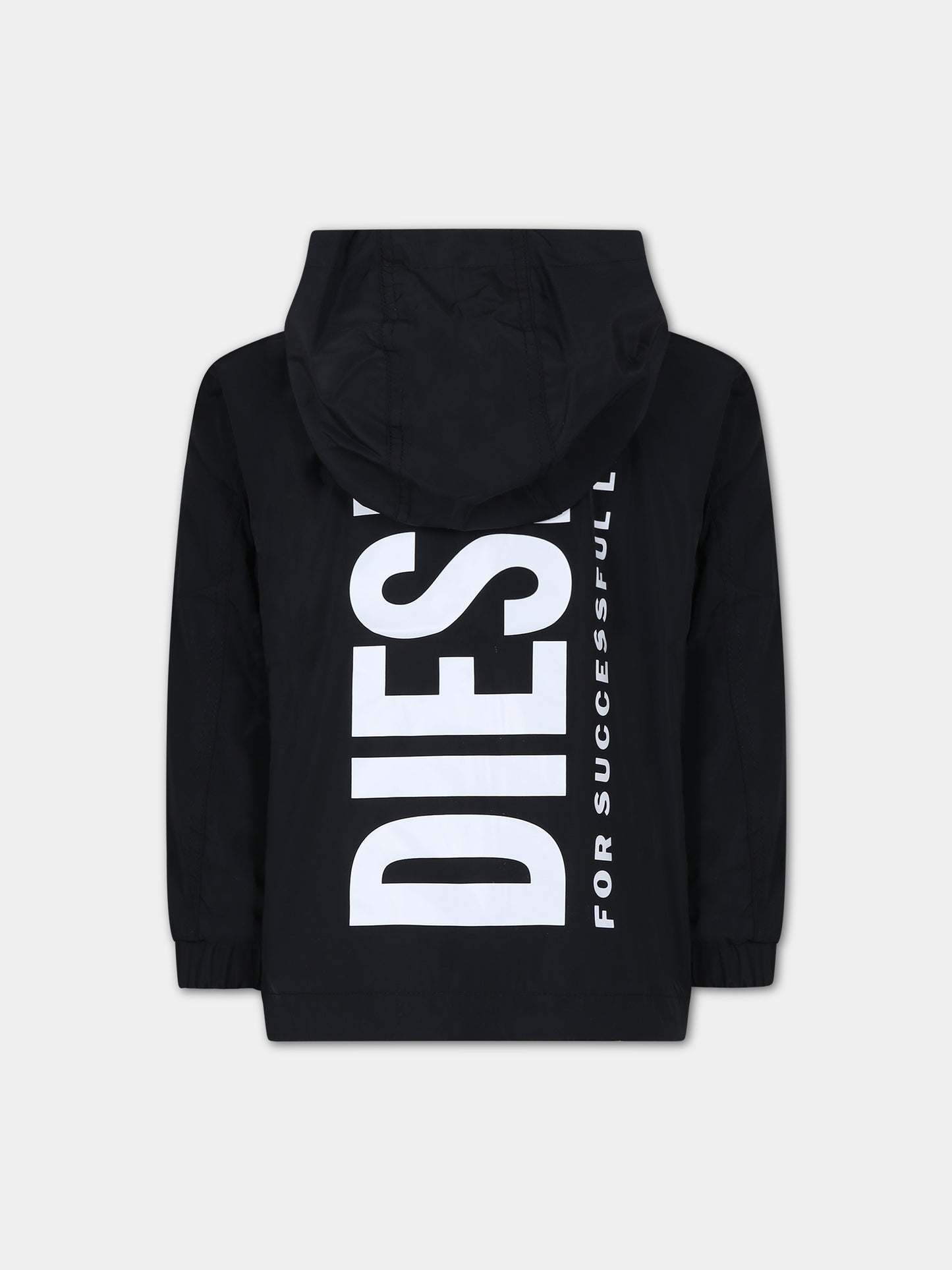 Giacca a vento nera per bambini con logo,Diesel,J01088 KXBBN K900