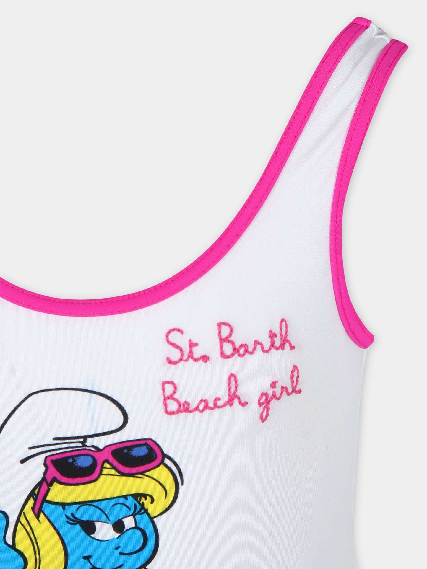 Costume intero bianco per bambina con Puffetta,Mc2 Saint Barth,CARA003 03025F