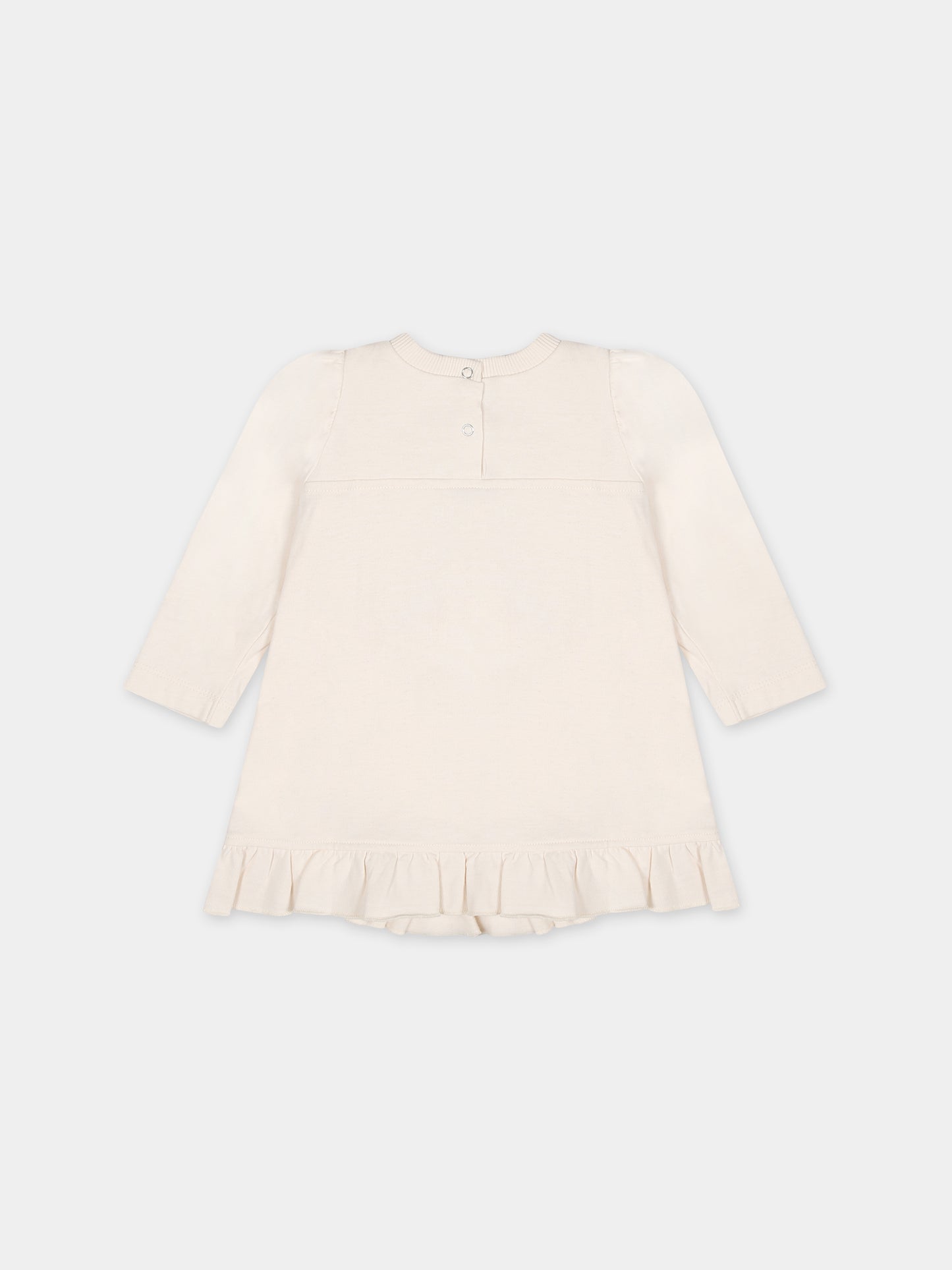 Vestito beige per neonata con orso,Monnalisa,39B904 2010 0029