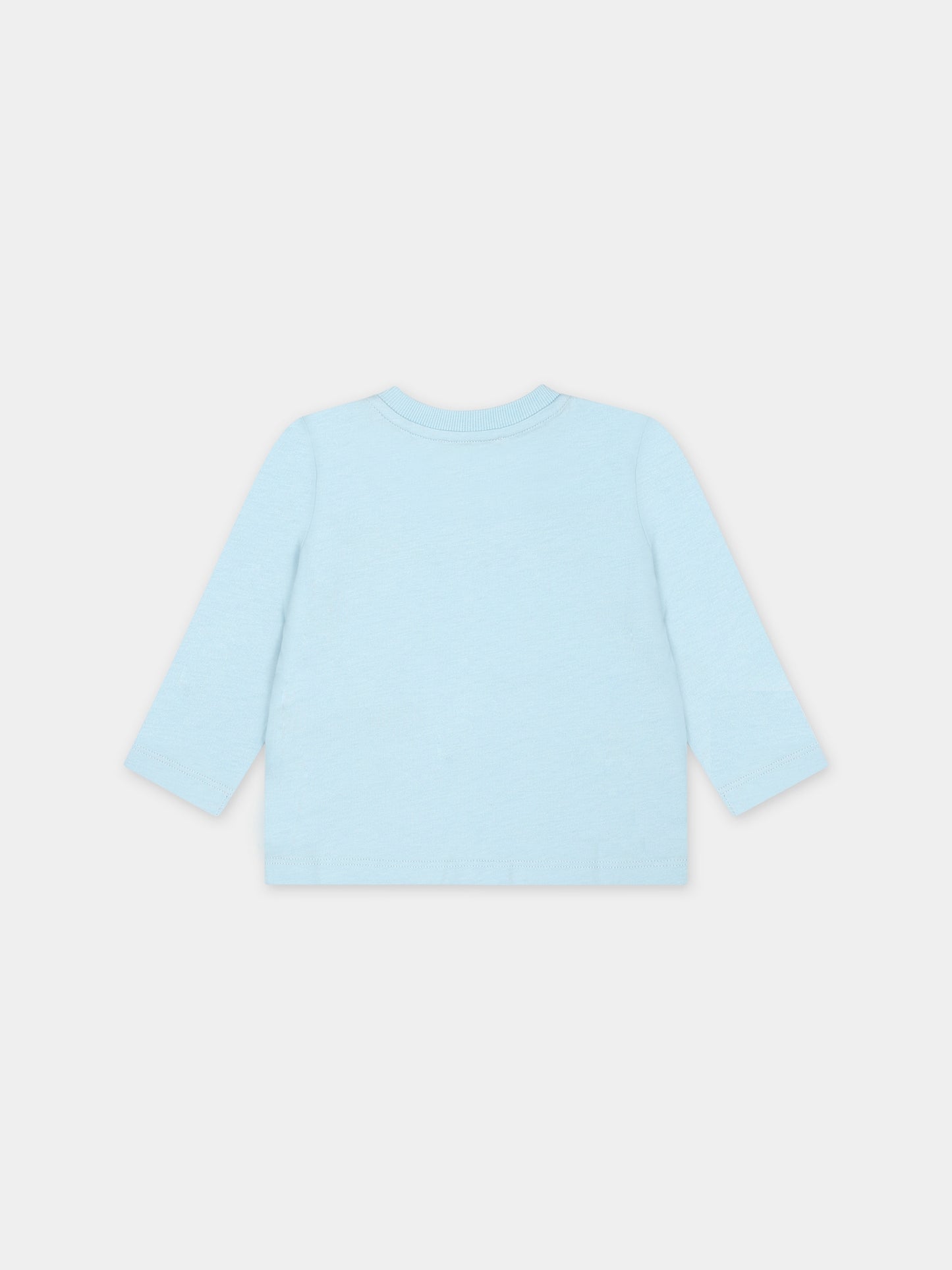 T-shirt celste per neonato con Teddy Bear e logo,Moschino Kids,MTO00D LAA01 40304