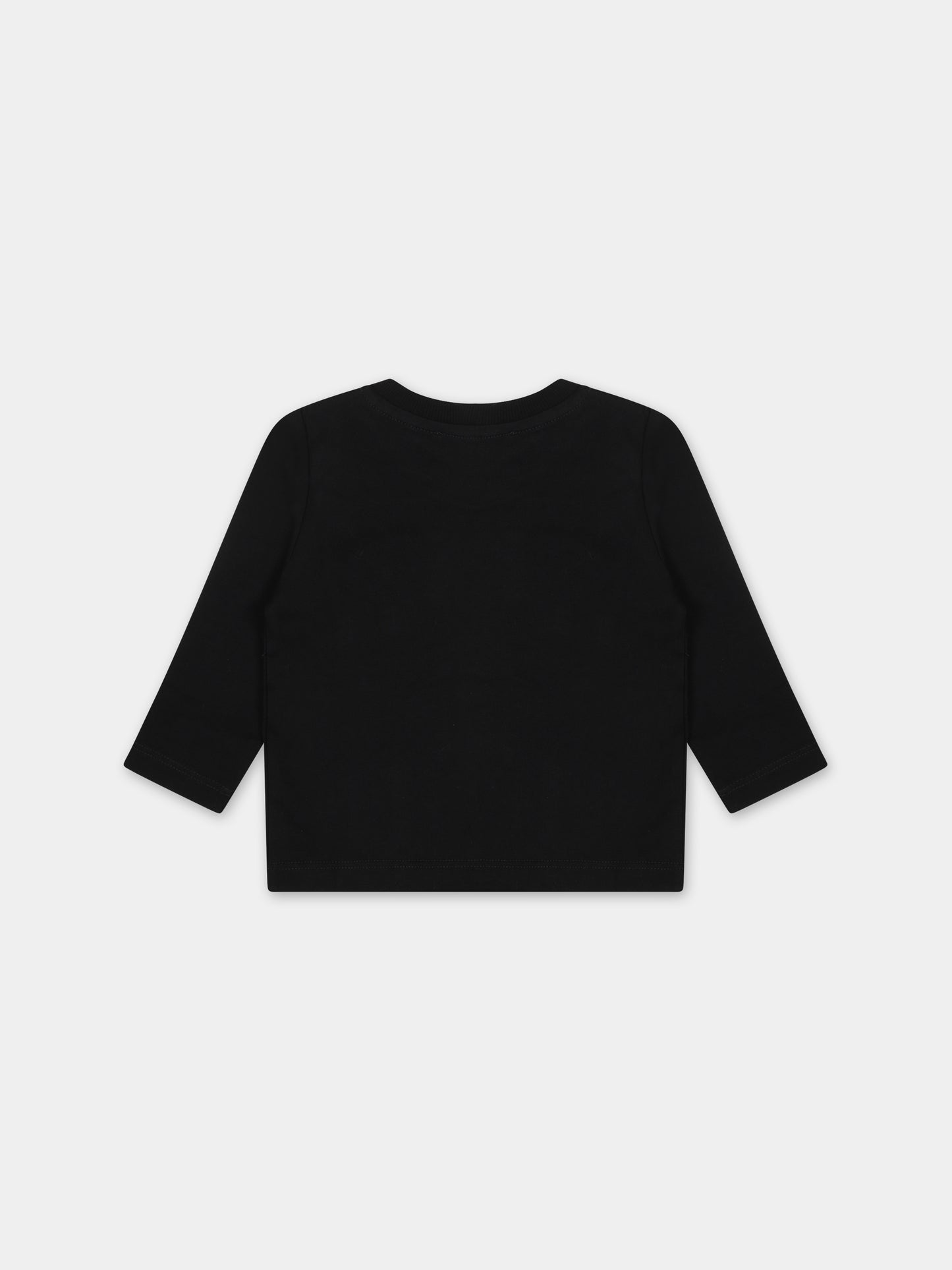 T-shirt nera per neonati con Teddy Bear e logo,Moschino Kids,MTO00D LAA01 60100