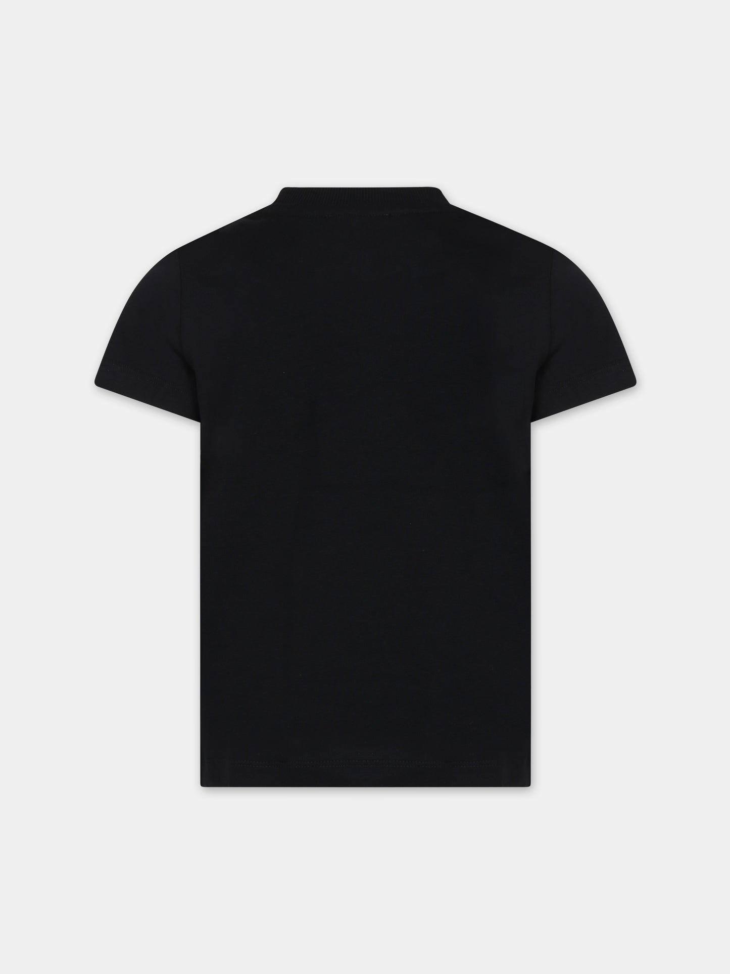 T-shirt nera per bambino con Teddy Bears e logo,Moschino Kids,HTM03U LAA20 60100