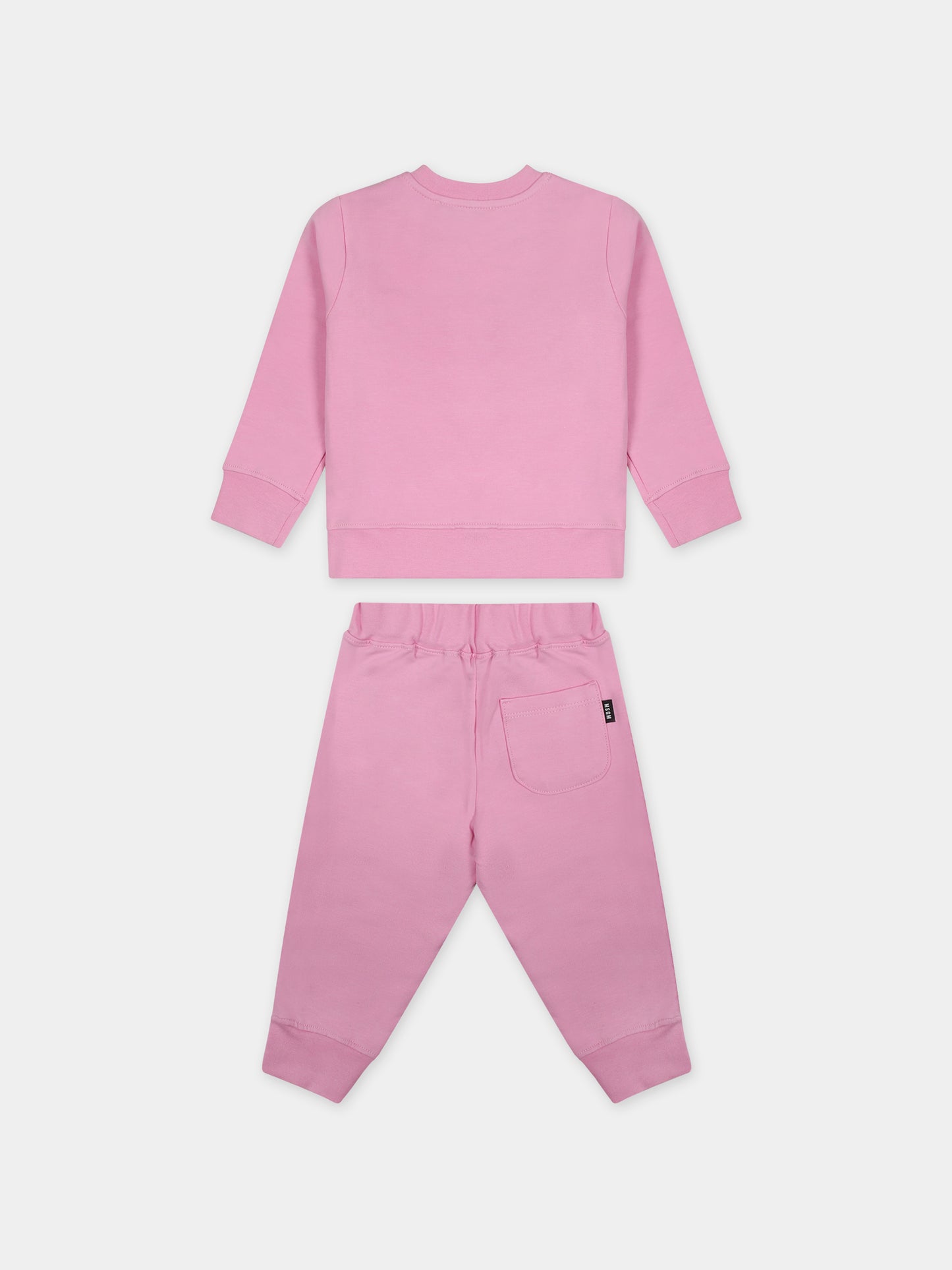 Completo sportivo rosa per neonata con logo,Msgm Kids,F3MSUNTP043 042