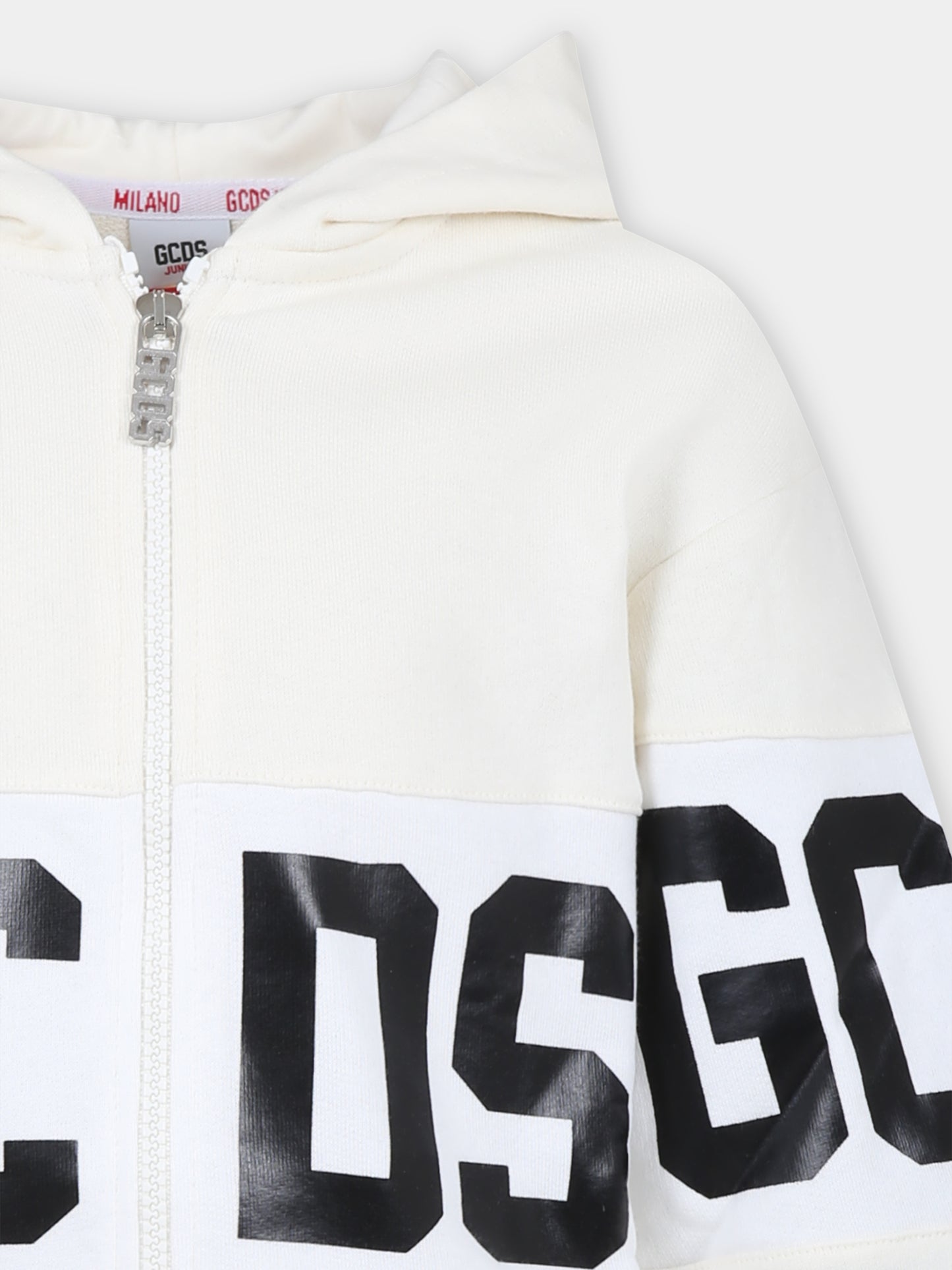 Felpa avorio per bambini con logo,Gcds Kids,DNF004 LCA33 10063