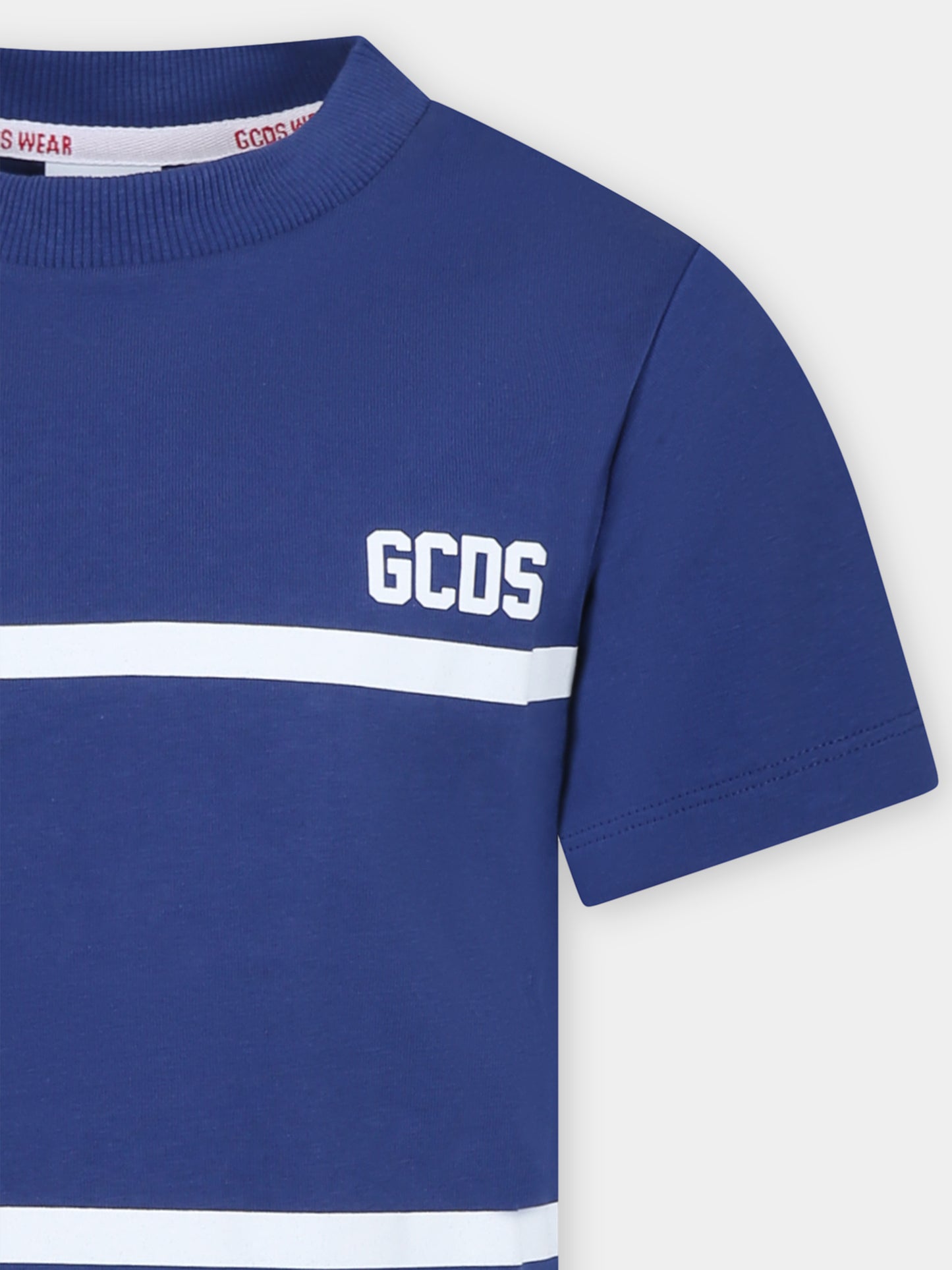 T-shirt blu per bambino con logo,Gcds Kids,DUM00I LAA29 40263