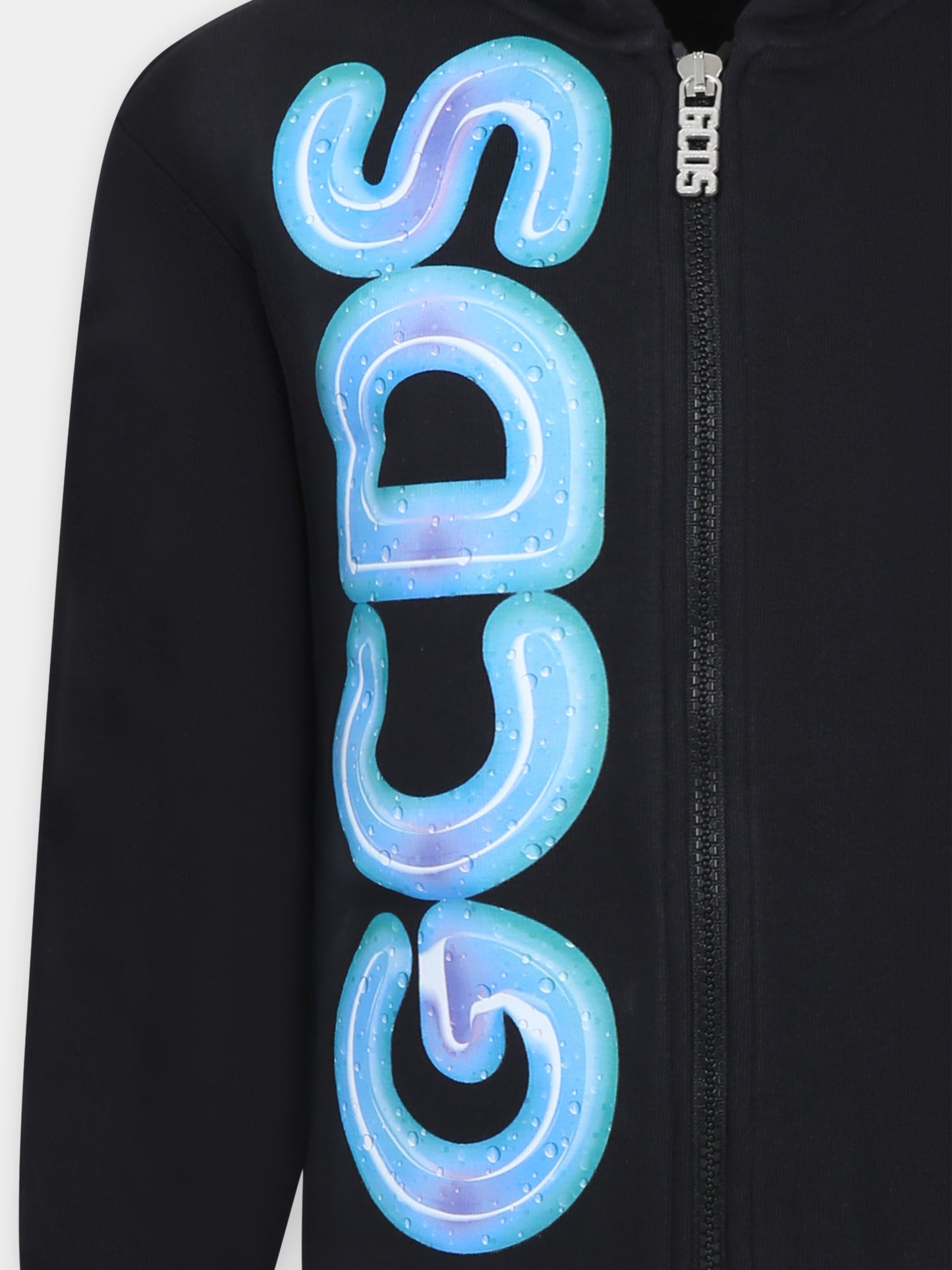 Felpa nera per bambini con logo,Gcds Kids,DMF001 LDA50 60100