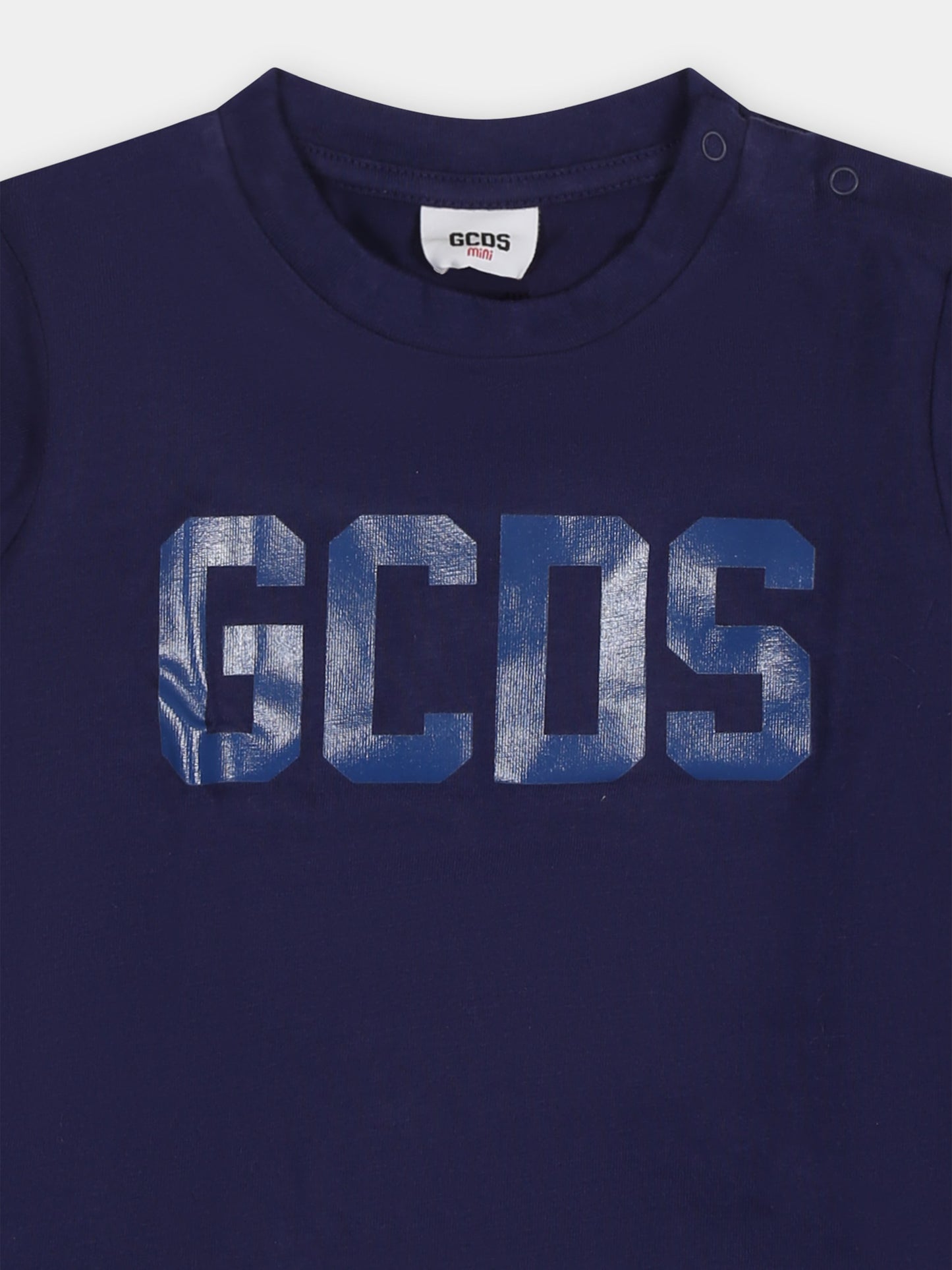 T-shirt blu per neonato con logo,Gcds Kids,GQO002 LAA01 40258