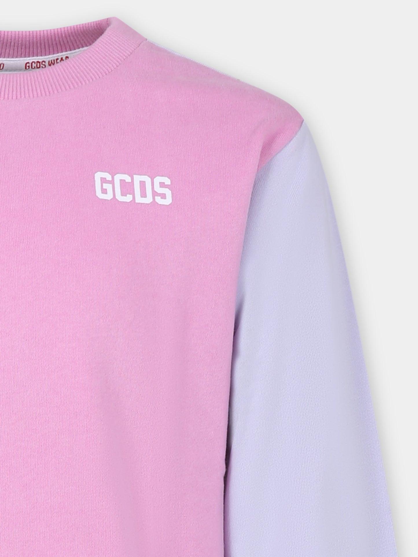 Felpa rosa per bambina con logo,Gcds Kids,DUF00P LCA14 88926