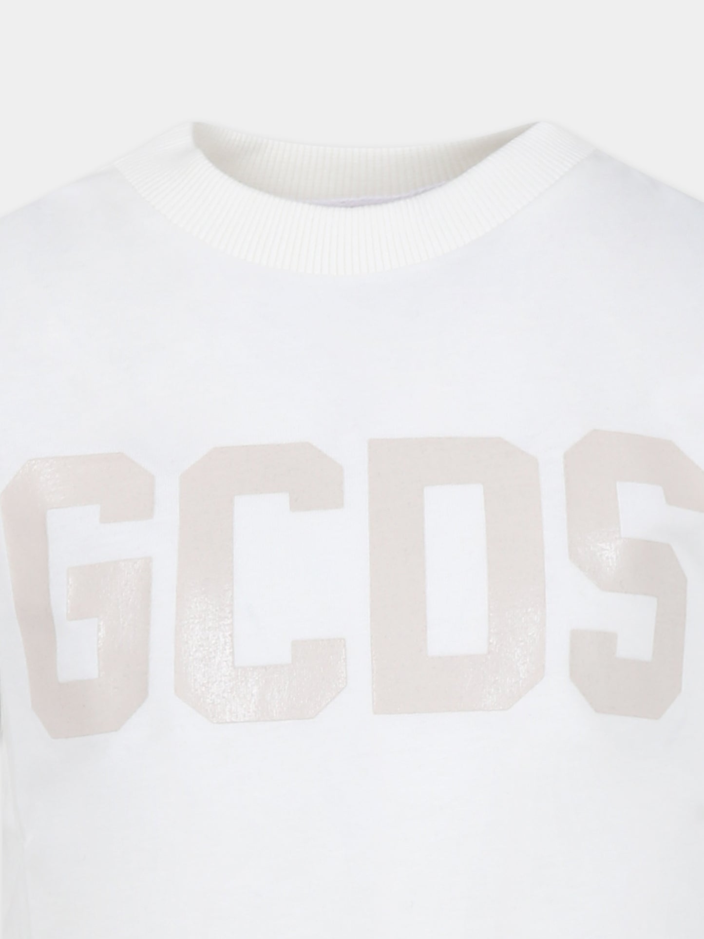 T-shirt bianca per bambini con logo in rilievo,Gcds Kids,DSM00I LAA01 10063