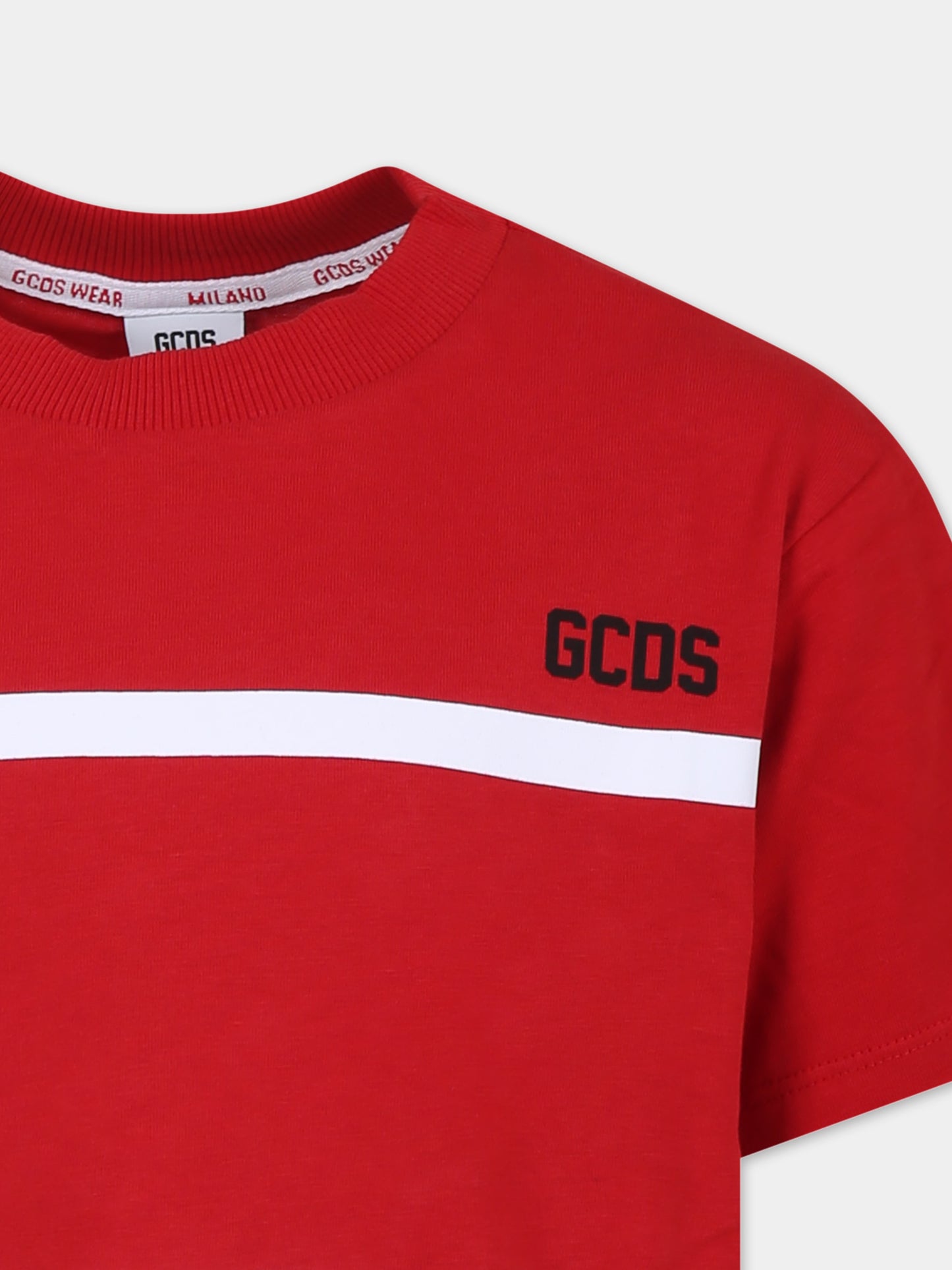 T-shirt rossa per bambini con logo,Gcds Kids,DRM00I LAA24 50975