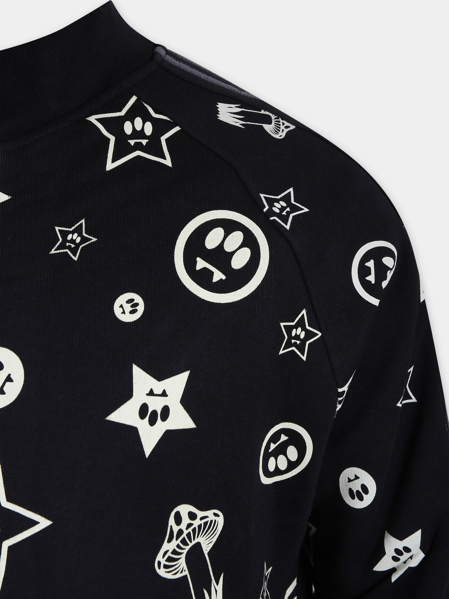 Felpa nera per bambini con logo e smile,Barrow,F3BKJUJK067 110