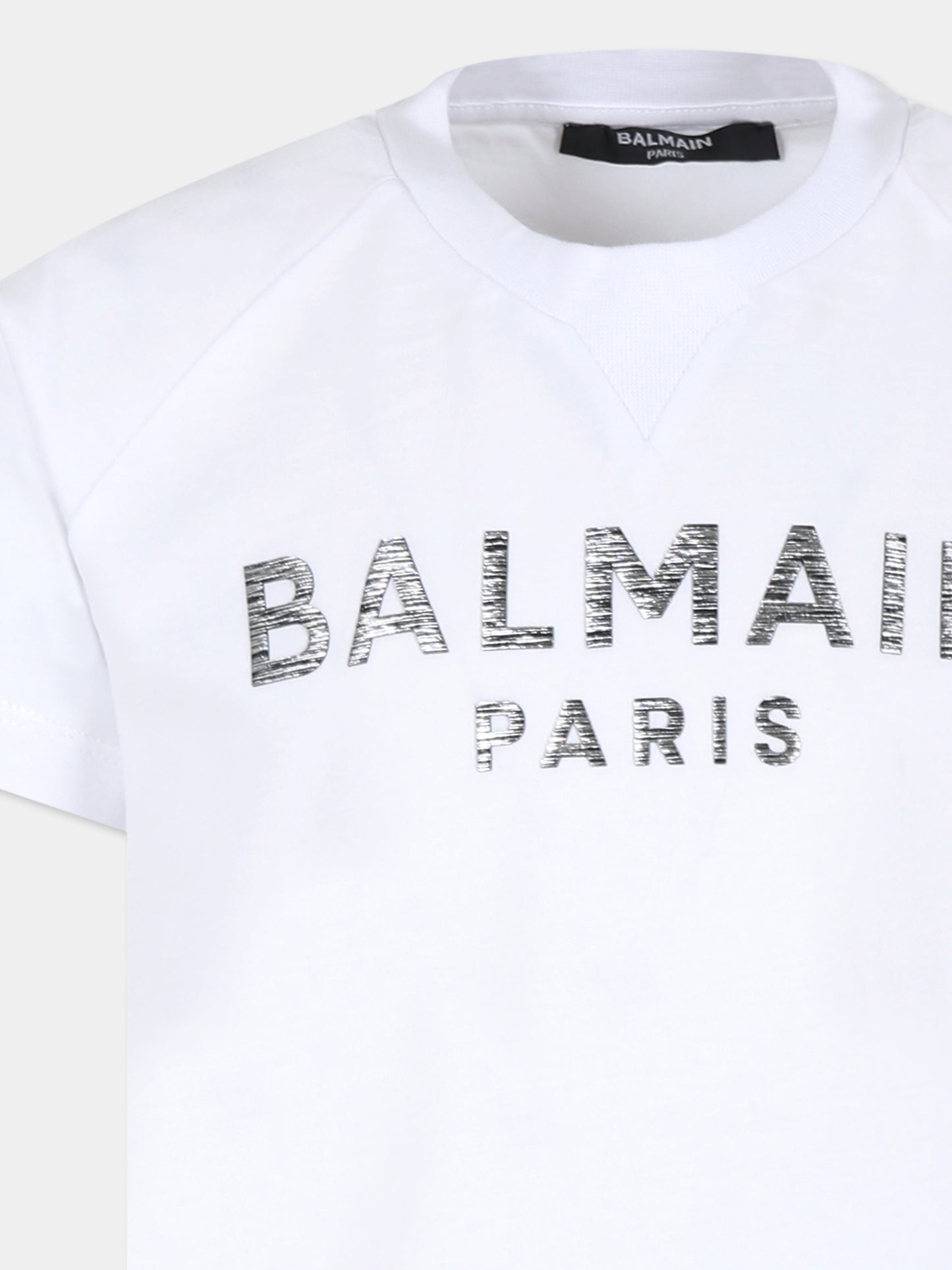 T-shirt bianca per bambini con logo,Balmain Kids,BV8P11 Z0057 100AG