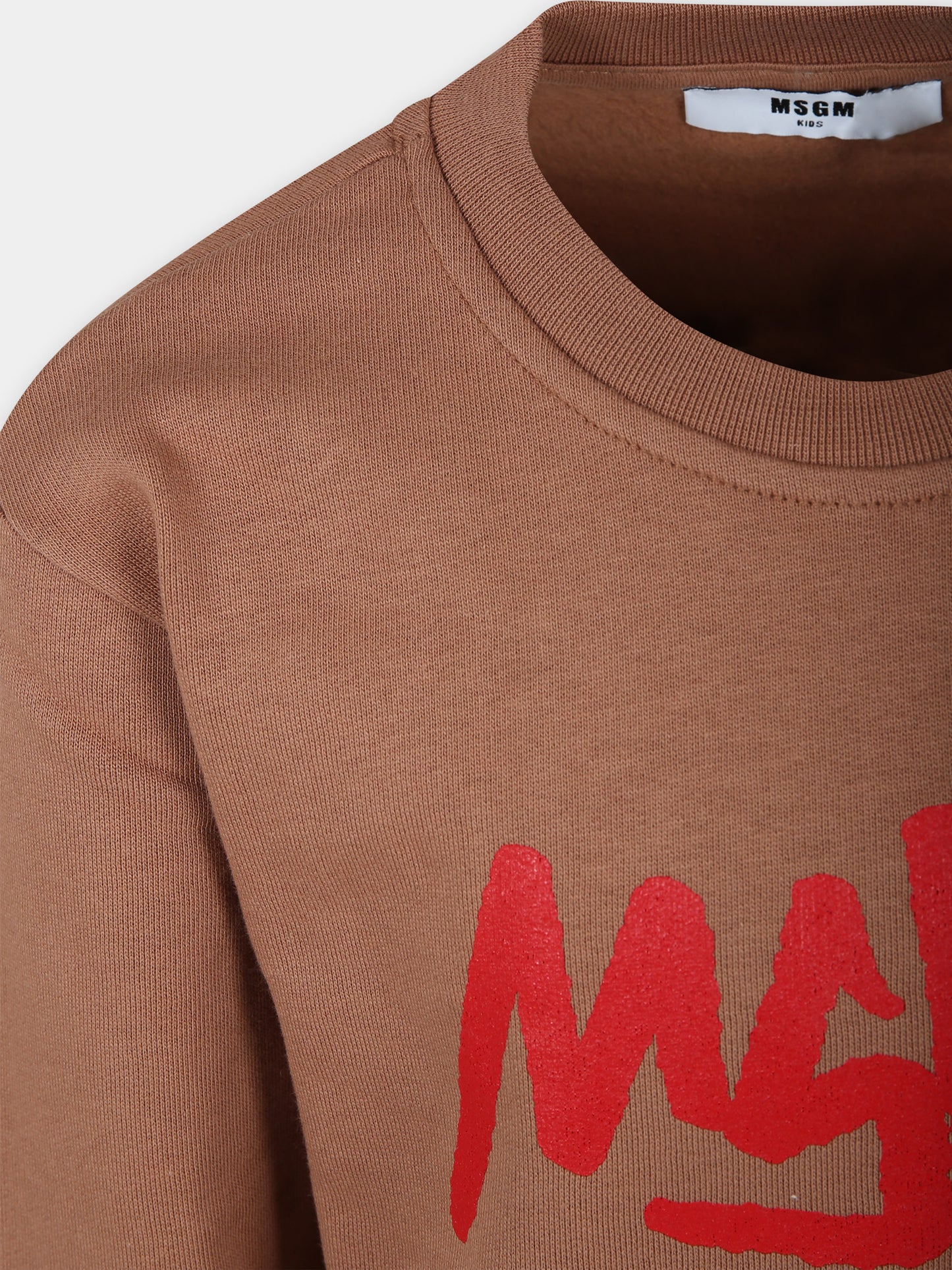 Felpa beige per bambino con logo,Msgm Kids,F3MSJBSW203 924
