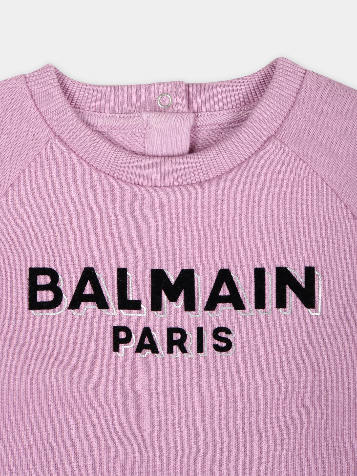 Vestito rosa per neonata con logo nero,Balmain Kids,BT1000 Z0001 519