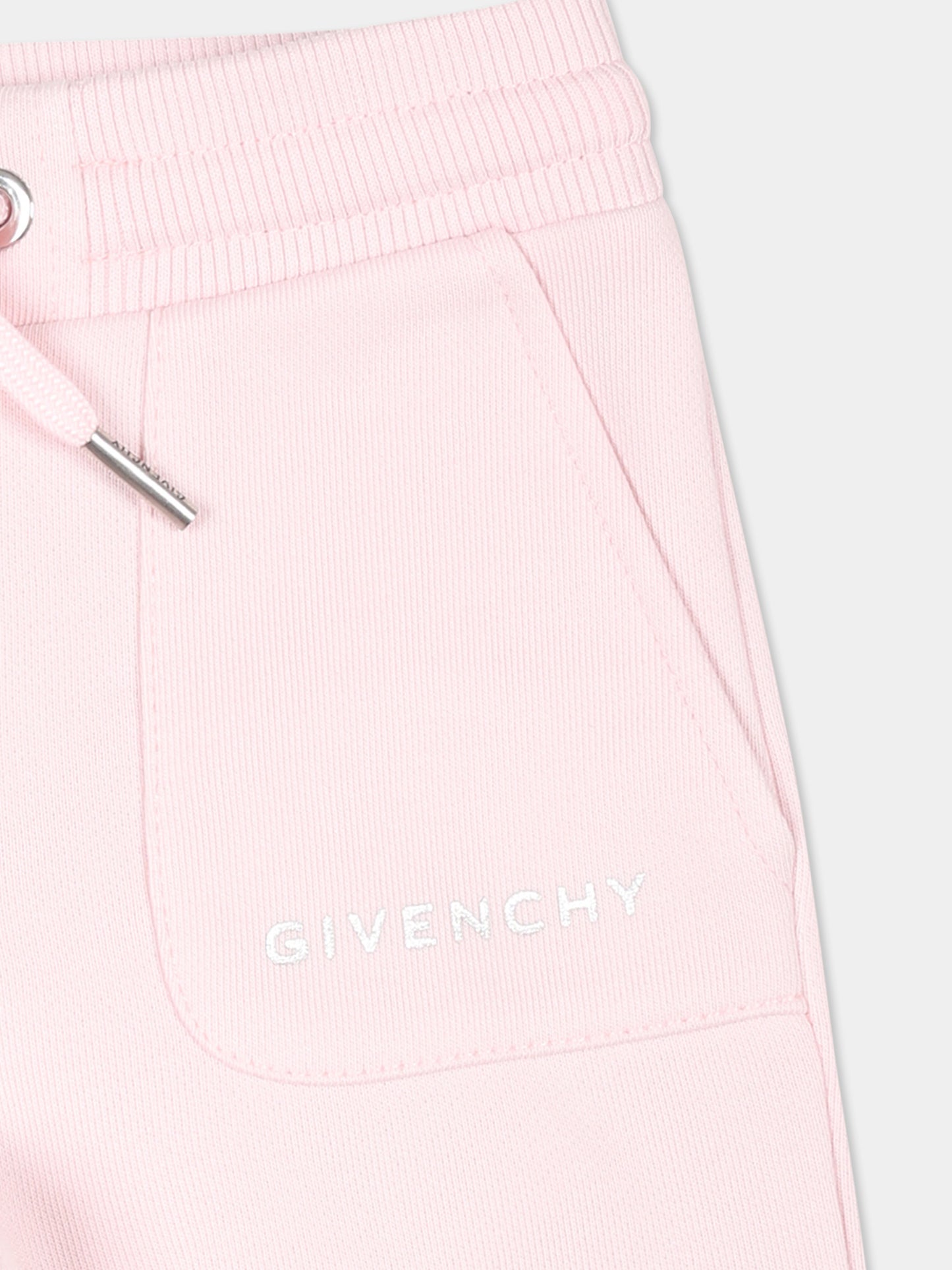 Pantaloni rosa per neonata con logo e iconico motivo 4G,Givenchy Kids,H30485 44Z