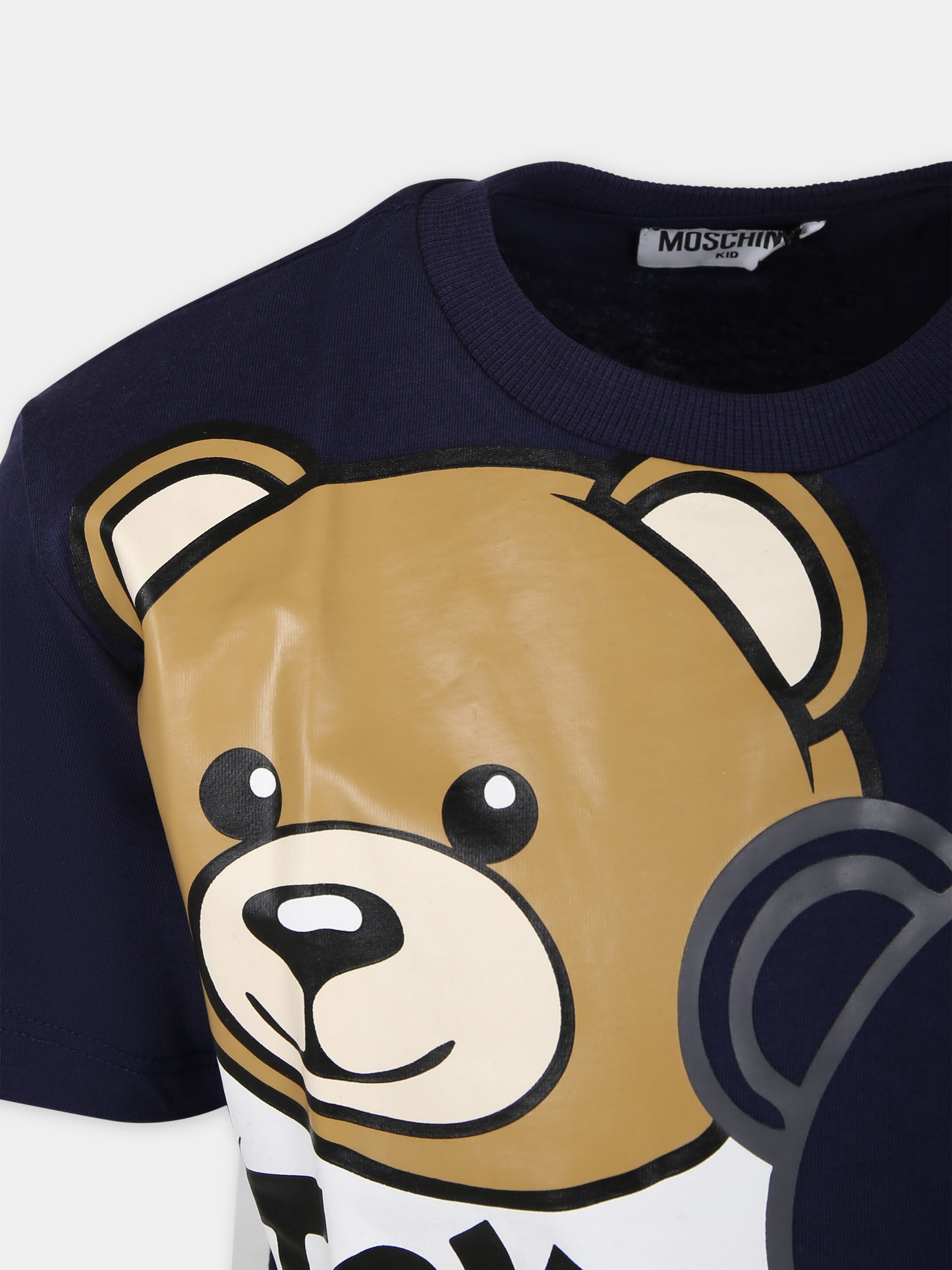 T-shirt blu per bambino con Teddy Bears,Moschino Kids,HQM03R LAA20 40016