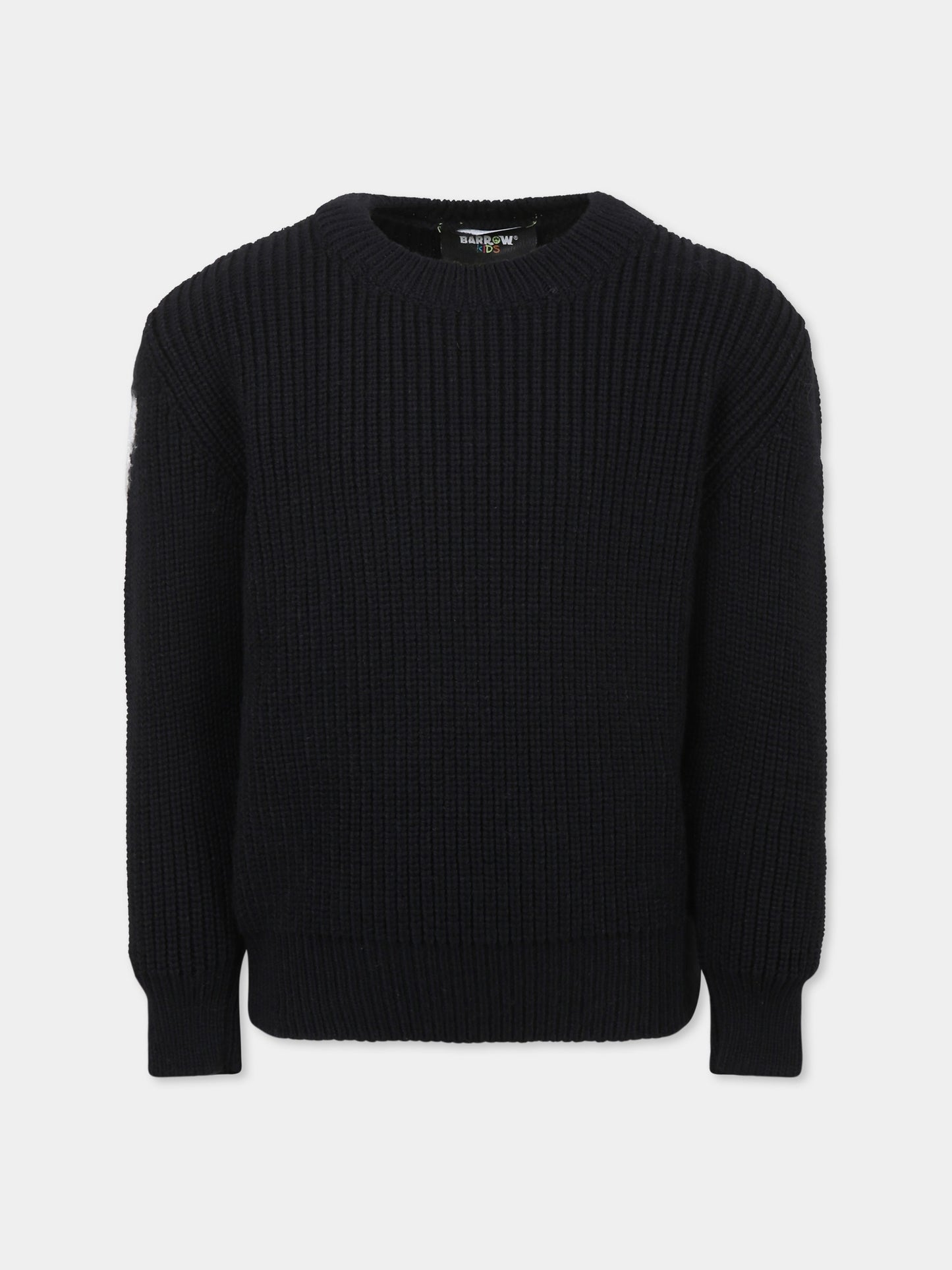 Black sweater for girl with smiley and logo