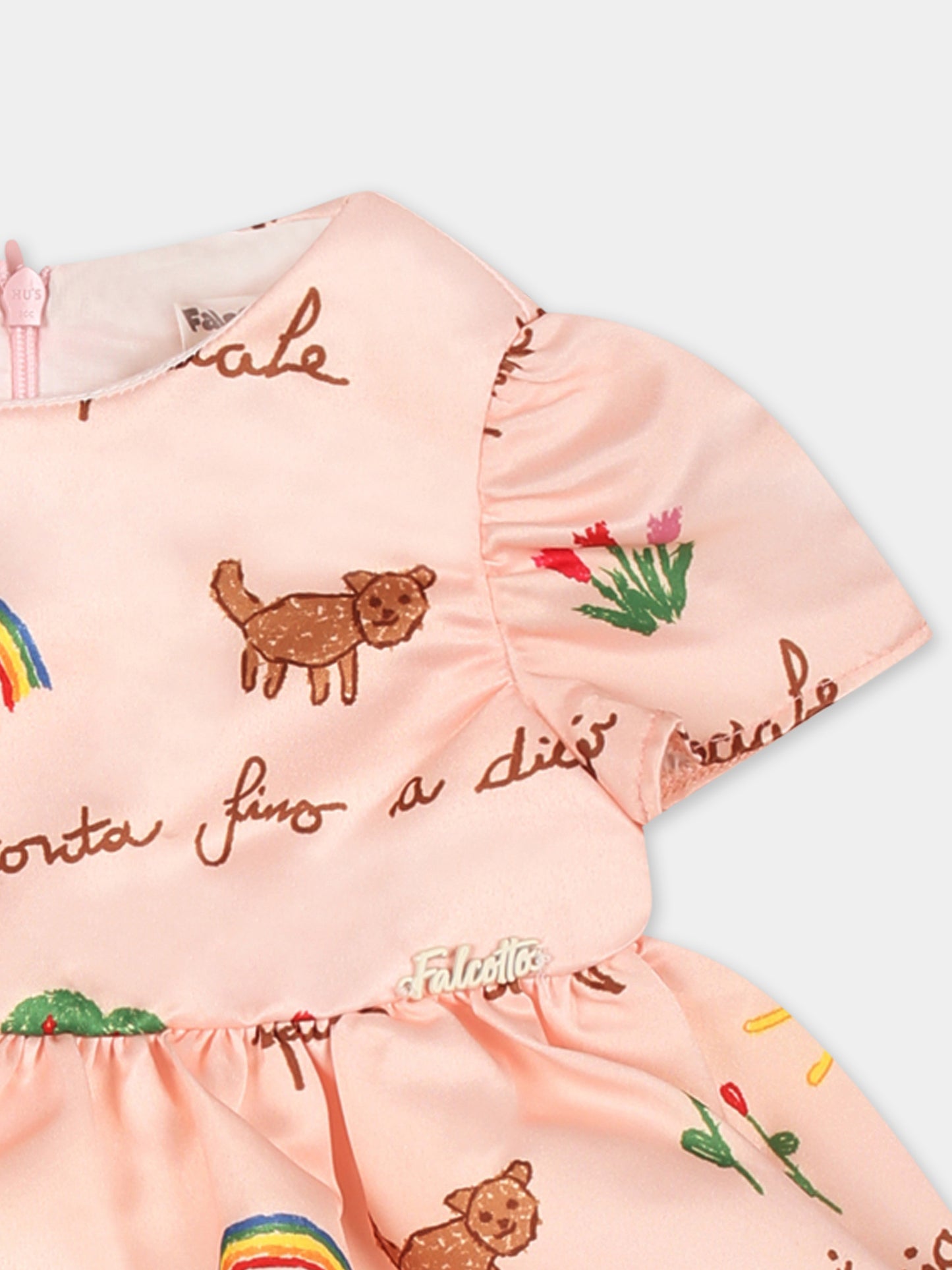 Vestito rosa per neonata con disegni,Falcotto,0R01 001 6002525 01