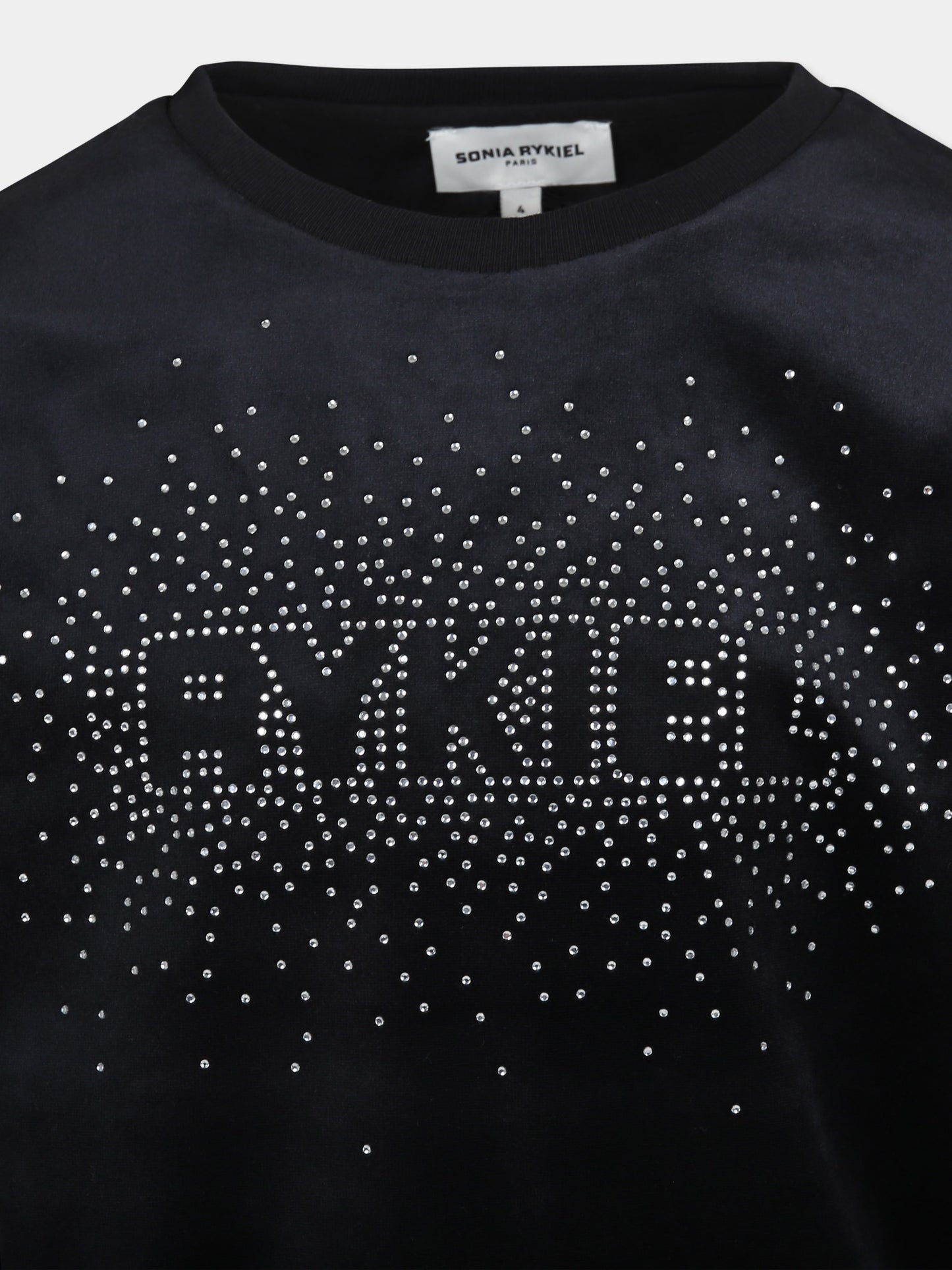 Felpa nera per bambina con logo,Sonia Rykiel Paris,A00262 09B