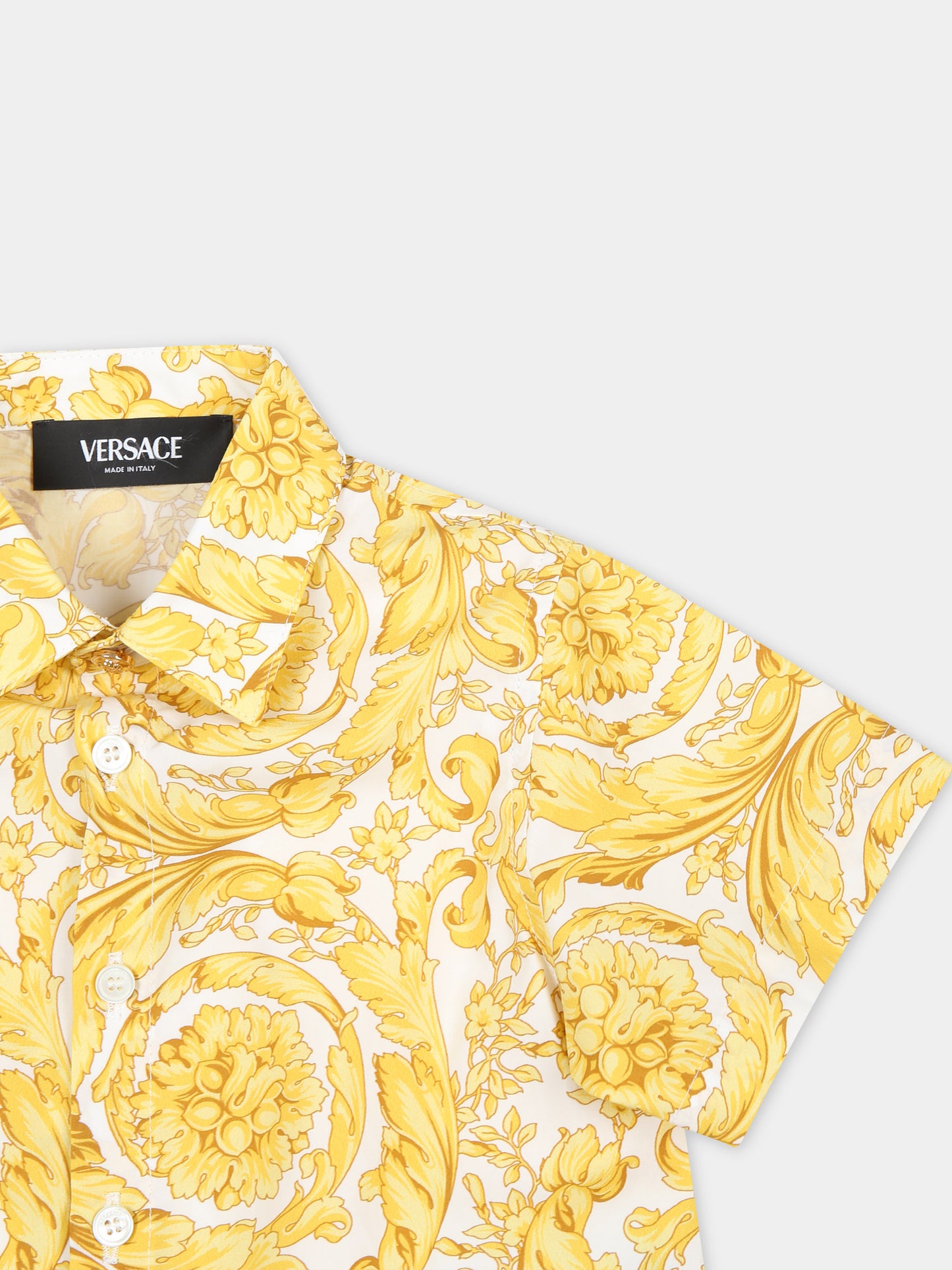 Camicia bianca per neonato con stampa barocco,Versace,1013977 1A09674 5W050
