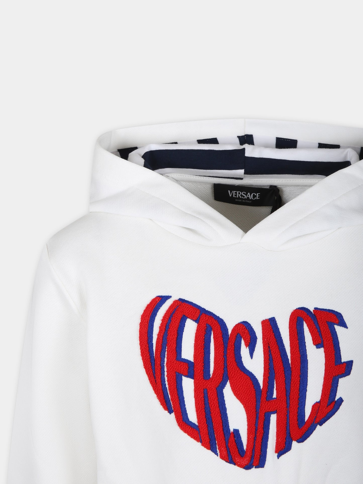 Felpa crop bianca per bambina con logo Versace,Versace,1005239 1A09693 2W070