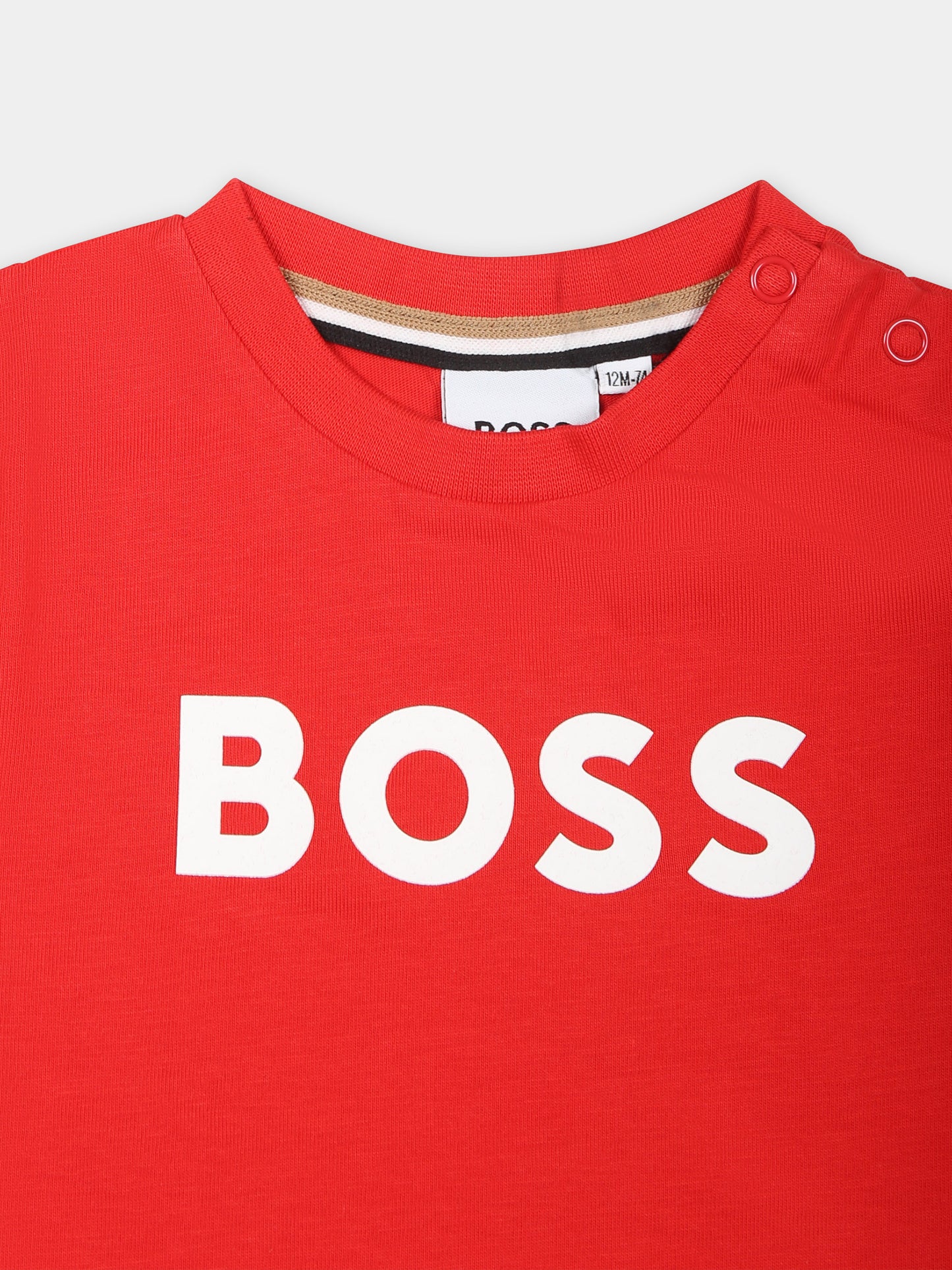 T-shirt rossa per neonato con logo,Boss,J05999 991