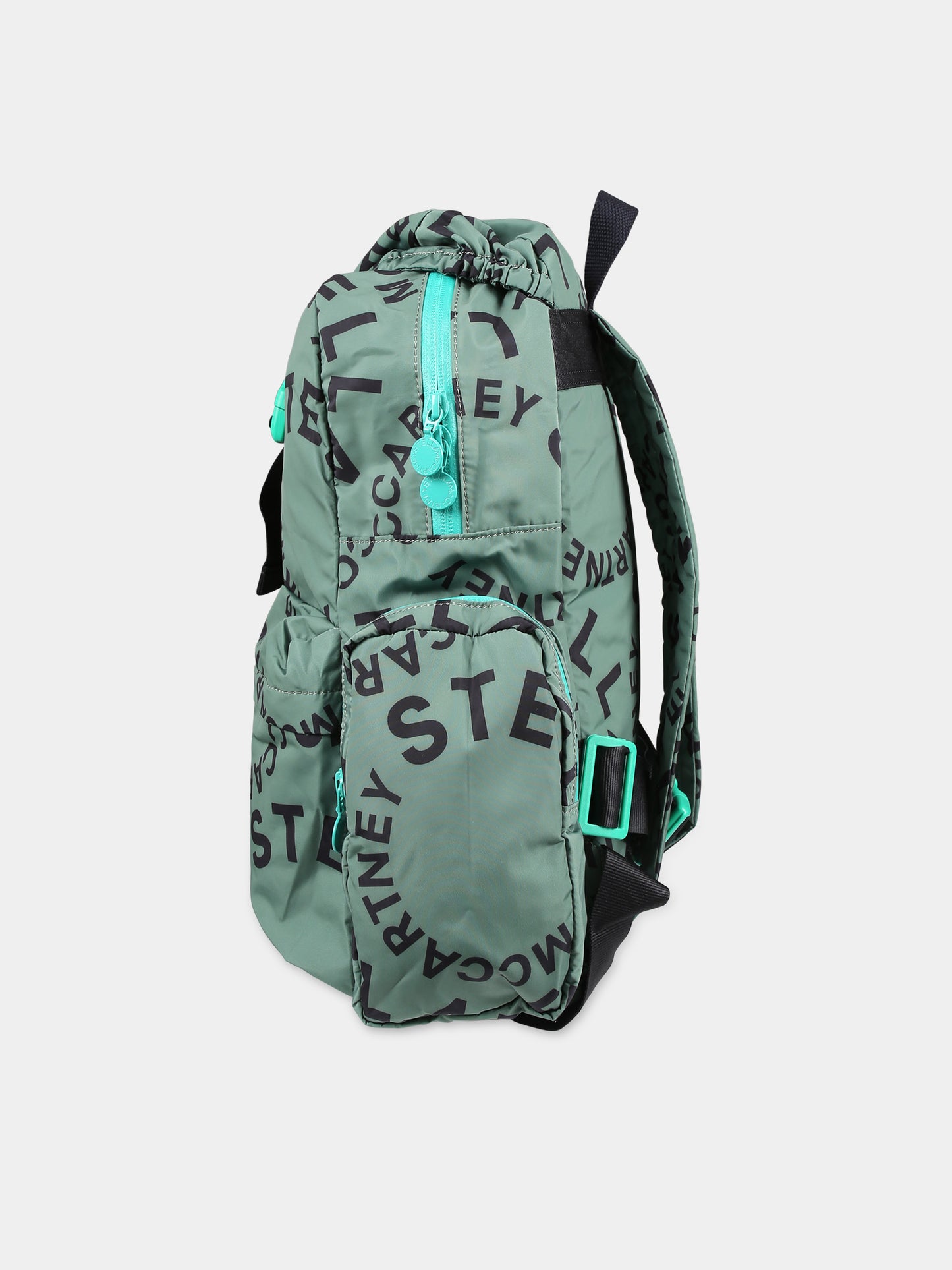 Zaino verde per bambino con logo,Stella Mccartney Kids,TT0Q28 Z1274 722NE