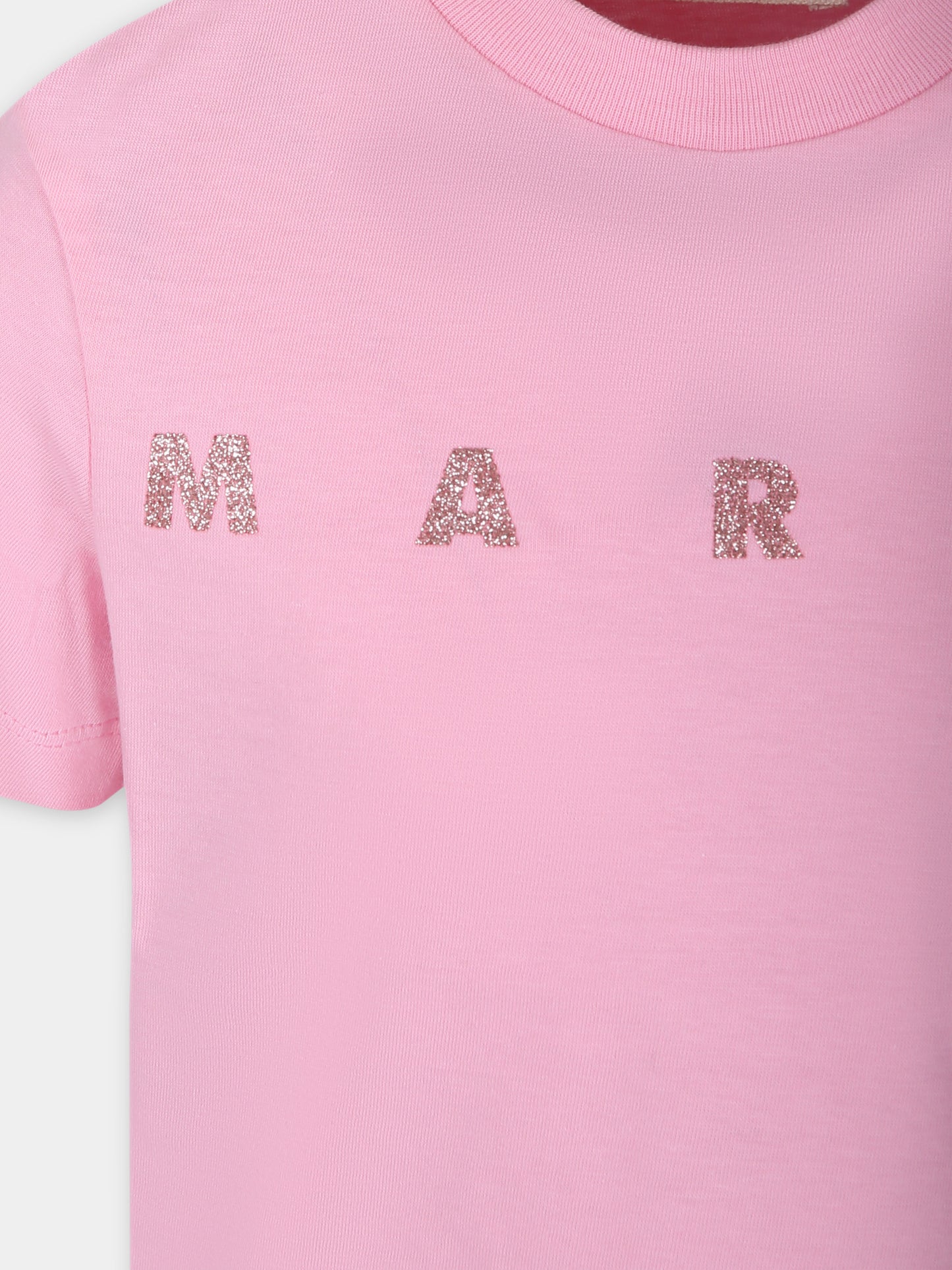 T-shirt crop rosa per bambina con logo,Marni Kids,M01027 M00NE 0M340