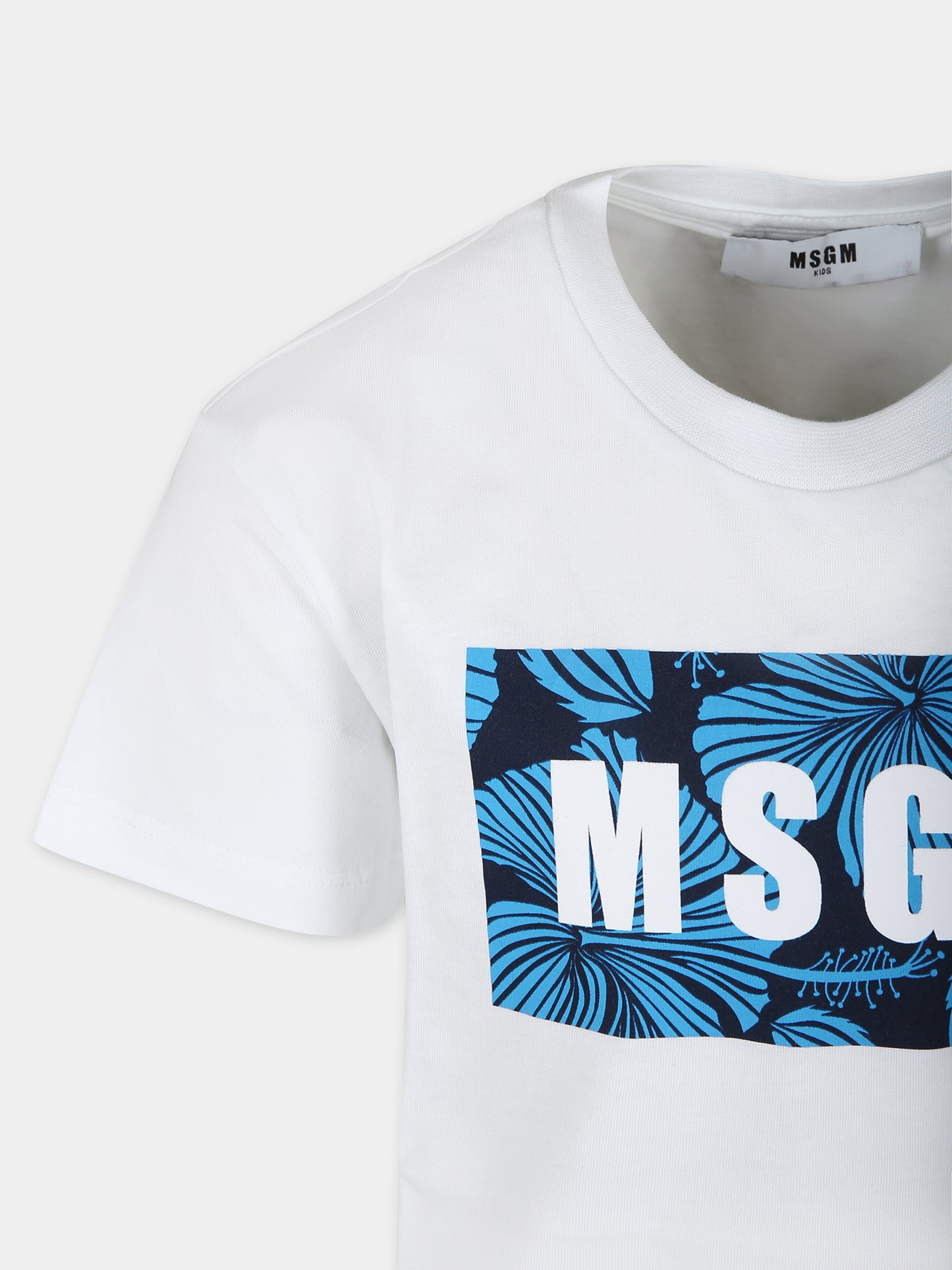 T-shirt bianca per bambino con logo,Msgm Kids,S4MSJBTH257 001